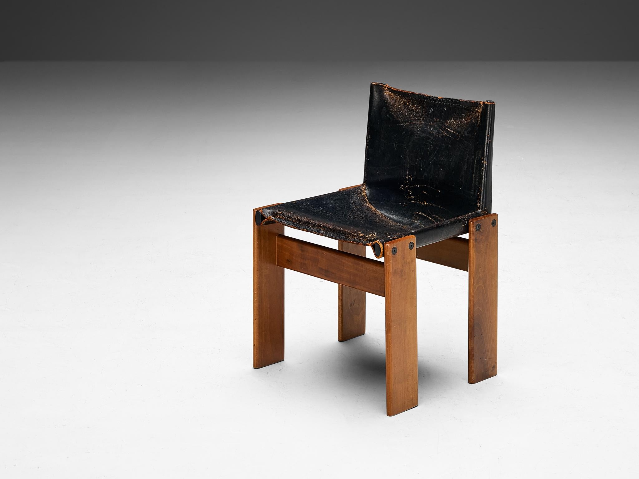 Tobia & Afra Scarpa for Molteni Set of Four 'Monk' Chairs in Black Leather  For Sale 4