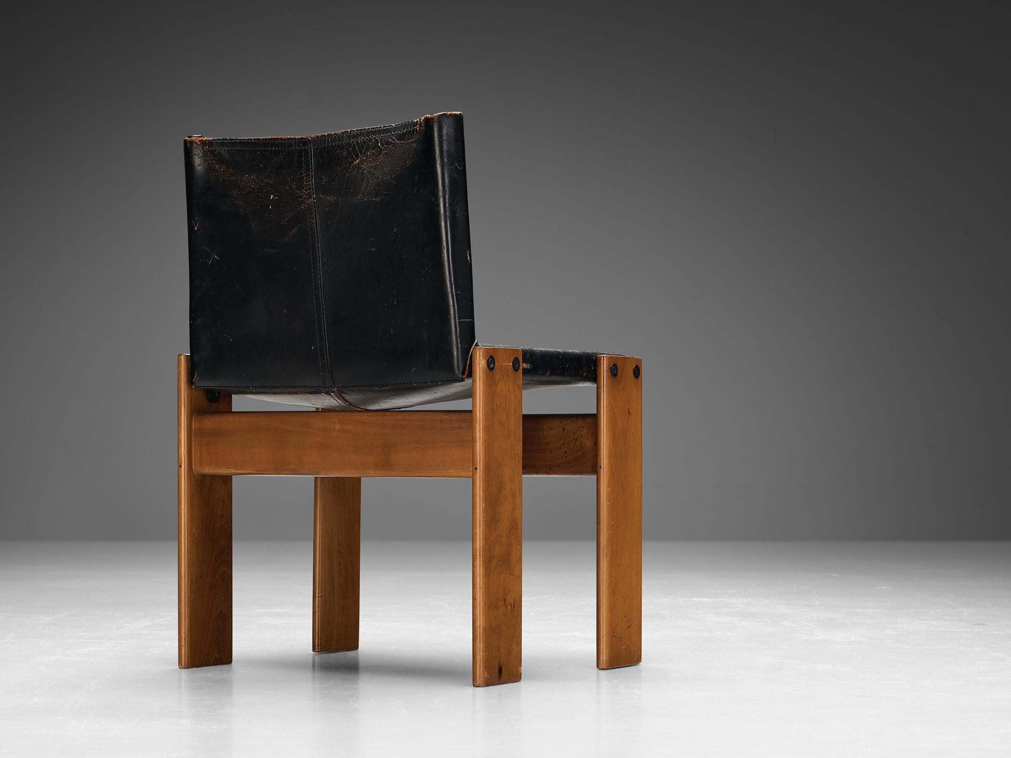 Tobia & Afra Scarpa for Molteni Set of Four 'Monk' Chairs in Black Leather  For Sale 7