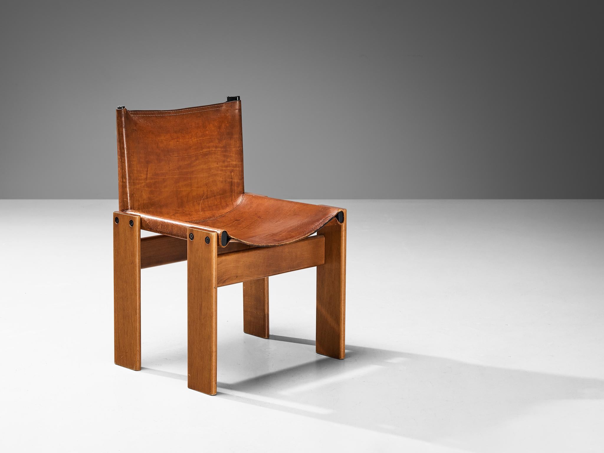 Late 20th Century Tobia & Afra Scarpa for Molteni Set of Four 'Monk' Chairs in Leather 