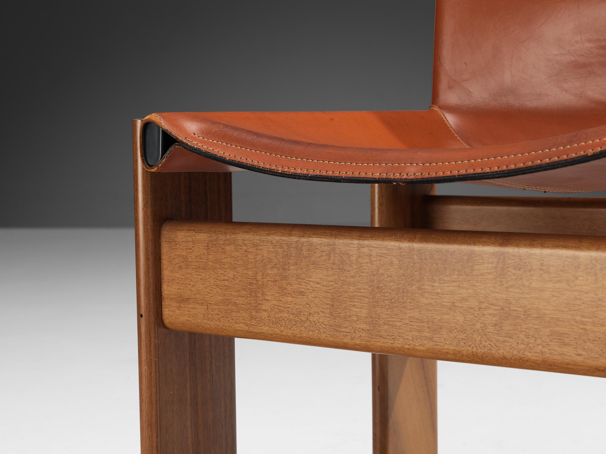 Tobia & Afra Scarpa for Molteni Set of Four 'Monk' Chairs in Red Leather 4