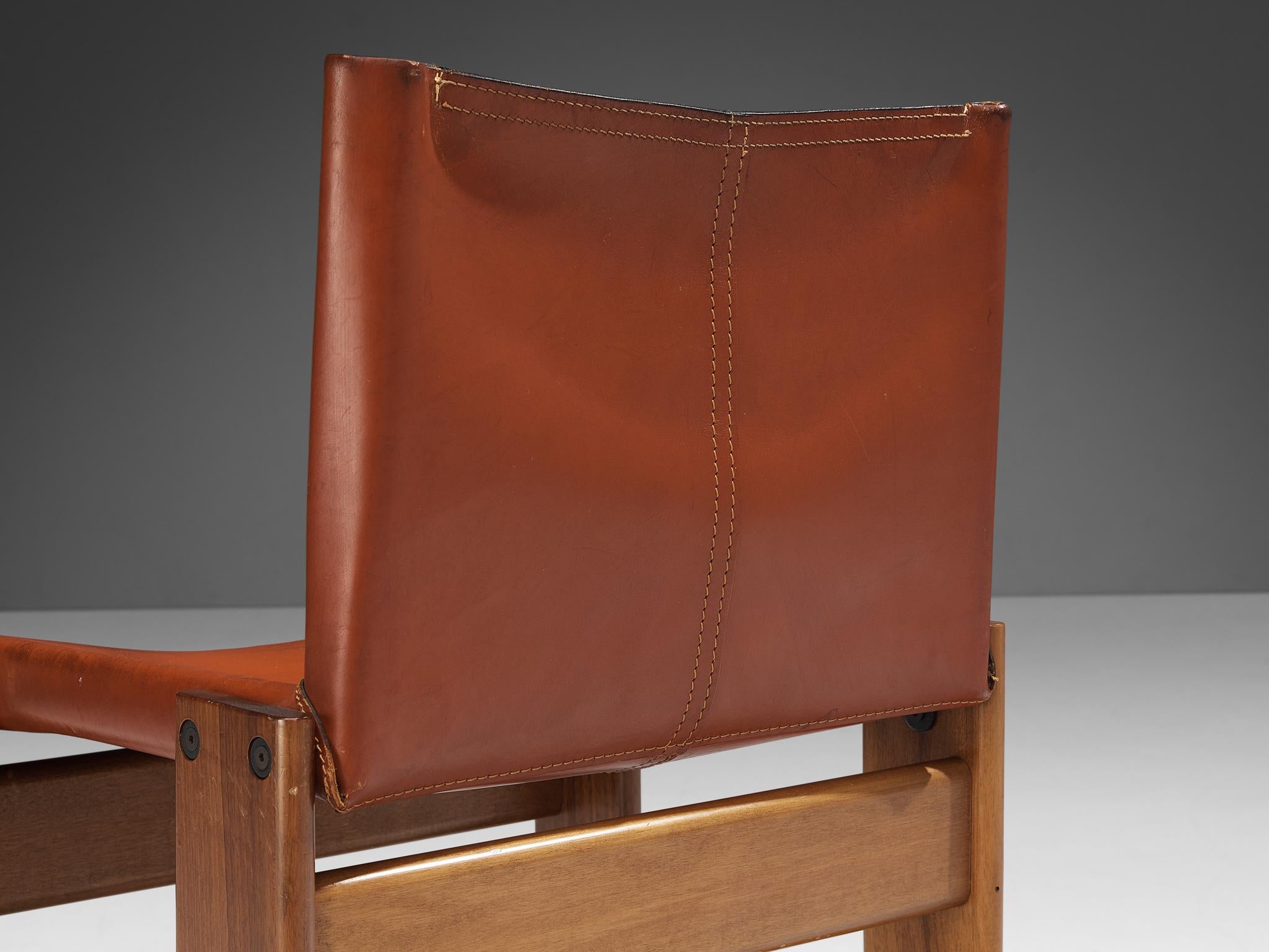 Late 20th Century Tobia & Afra Scarpa for Molteni Set of Four 'Monk' Chairs in Red Leather