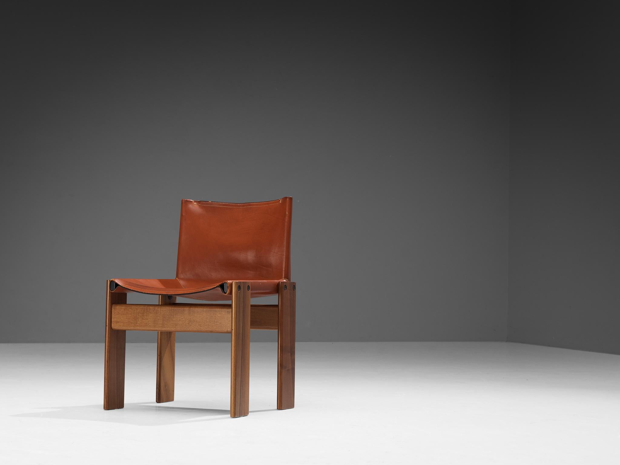 Tobia & Afra Scarpa for Molteni Set of Four 'Monk' Chairs in Red Leather 3