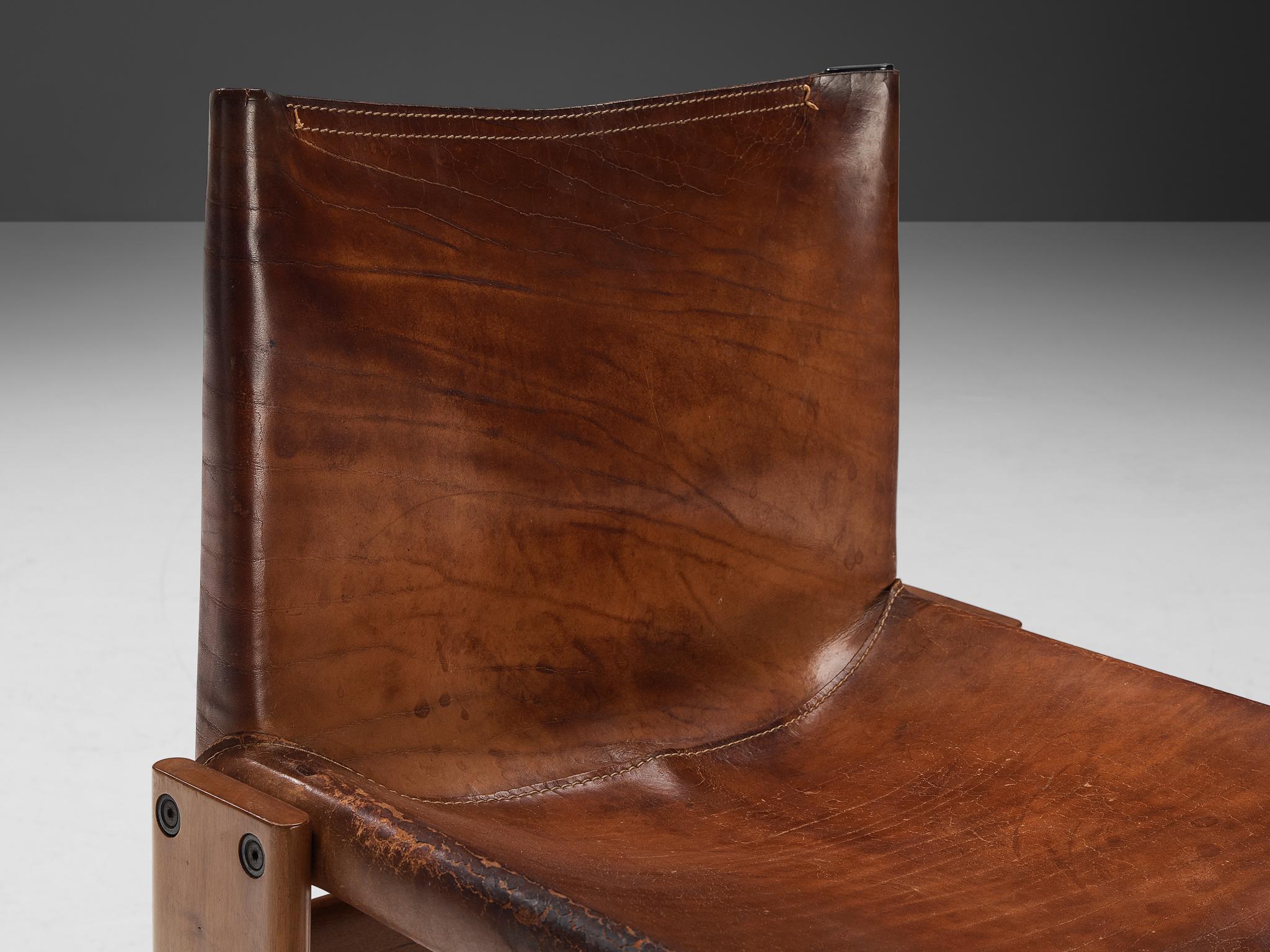 Tobia & Afra Scarpa for Molteni Set of Six 'Monk' Chairs in Cognac Leather 1