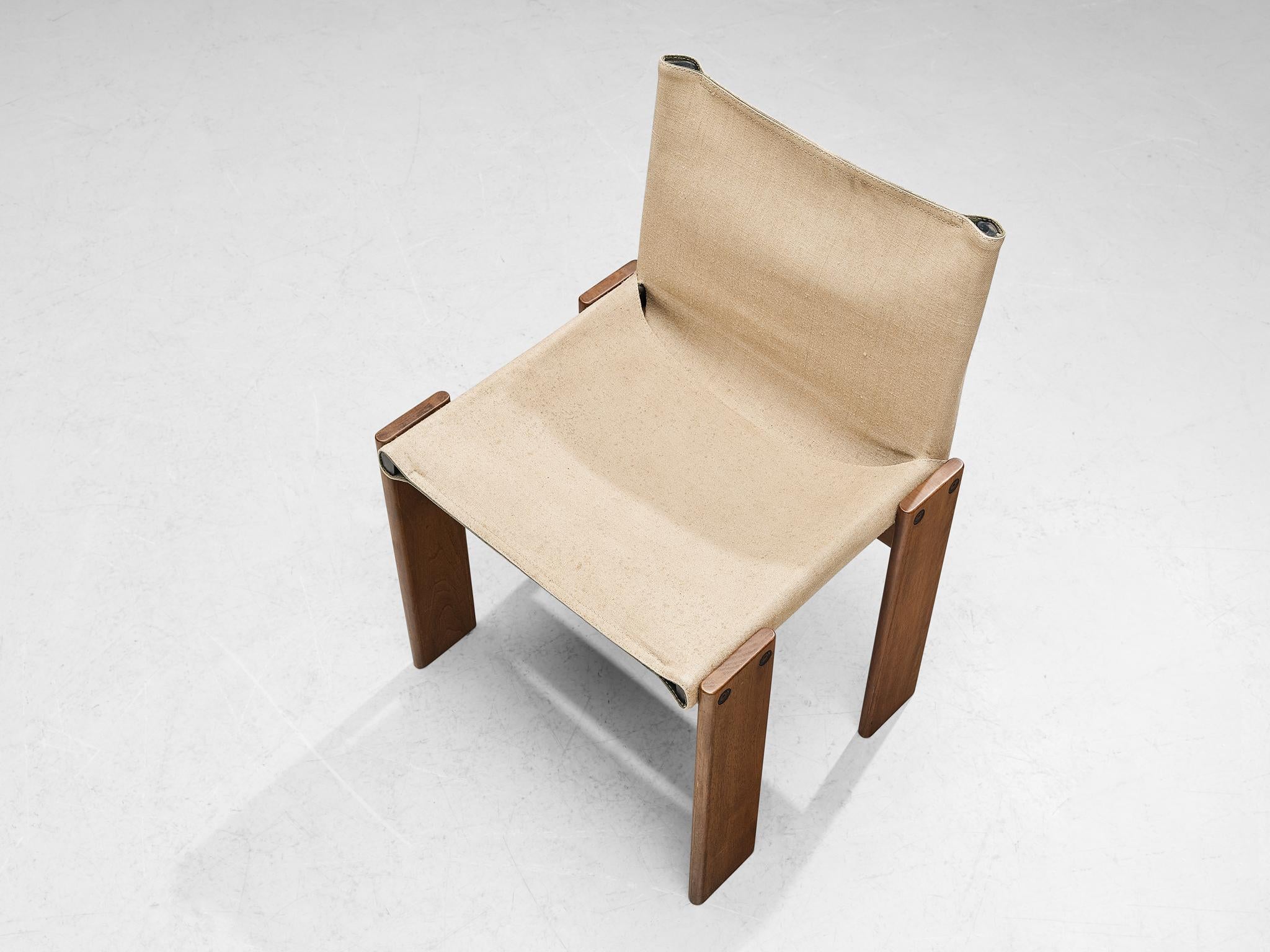Tobia & Afra Scarpa for Molteni Set of Six 'Monk' Chairs in Off-White Canvas 4