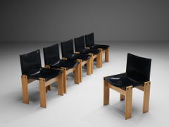 Tobia & Afra Scarpa for Molteni Six 'Monk' Chairs in Black Leather