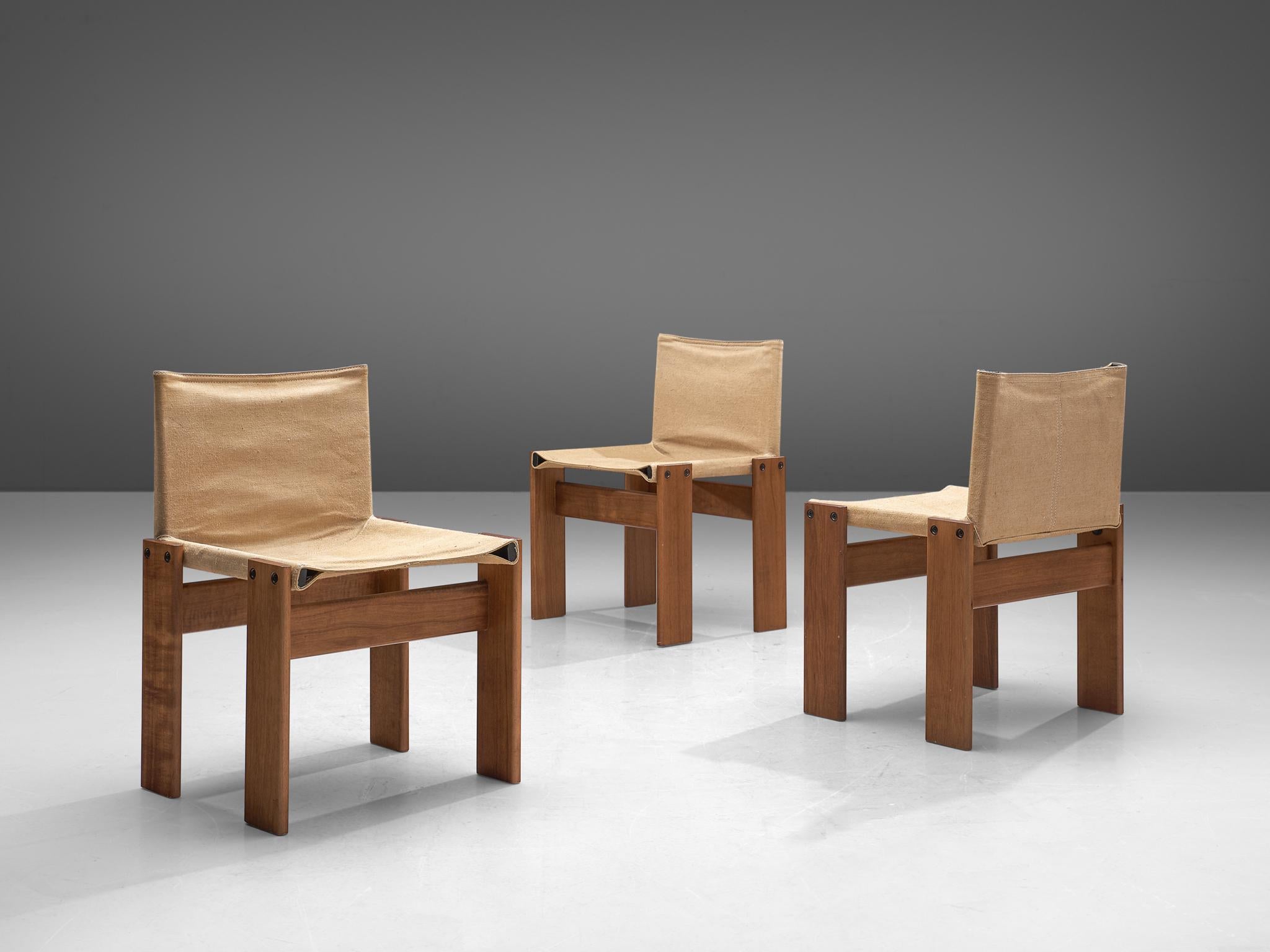 Sechs Monk-Stühle von Afra & Tobia Scarpa für Molteni aus Naturel Canvas im Zustand „Gut“ in Waalwijk, NL