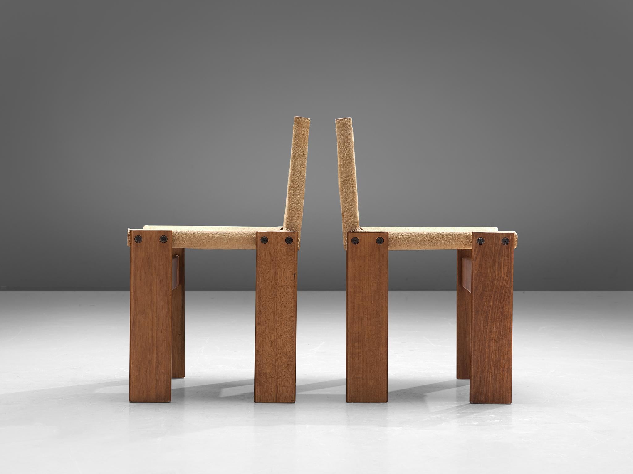 Sechs Monk-Stühle von Afra & Tobia Scarpa für Molteni aus Naturel Canvas (Ende des 20. Jahrhunderts)
