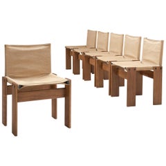 Sechs Monk-Stühle von Afra & Tobia Scarpa für Molteni aus Naturel Canvas