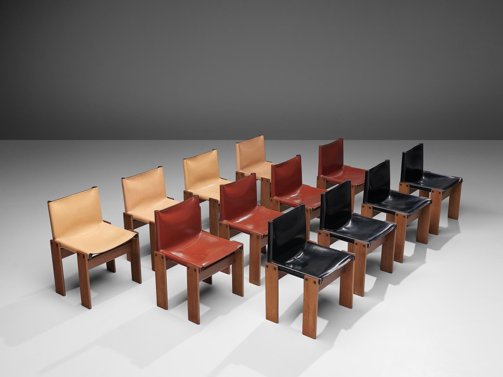 Italian Tobia & Afra Scarpa for Molteni Twelve 'Monk' Chairs