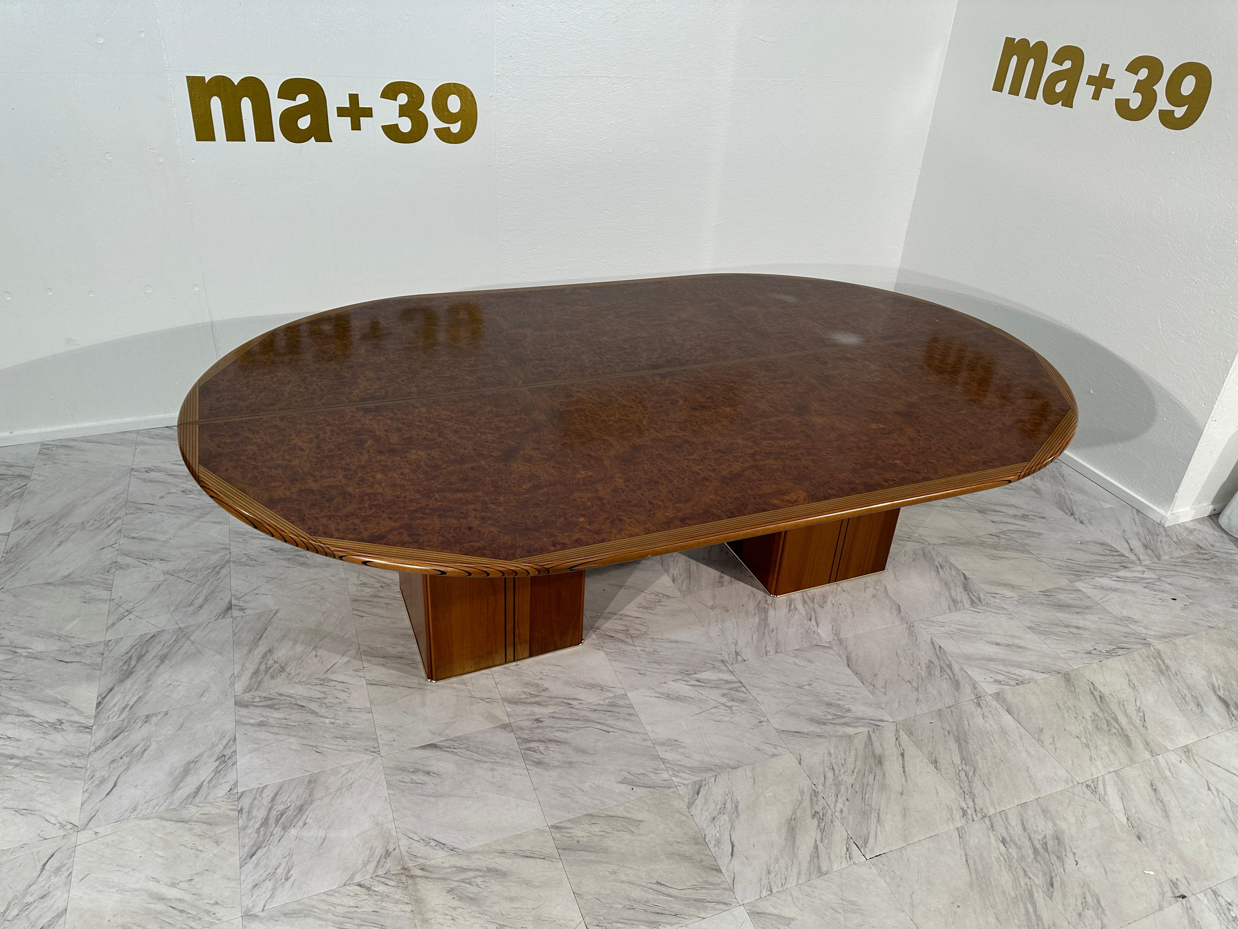 Mid-Century Modern Tobia & Afra Scarpa, grande table de conférence en bois d'Afrique par Maxalto, années 1970, Italie en vente