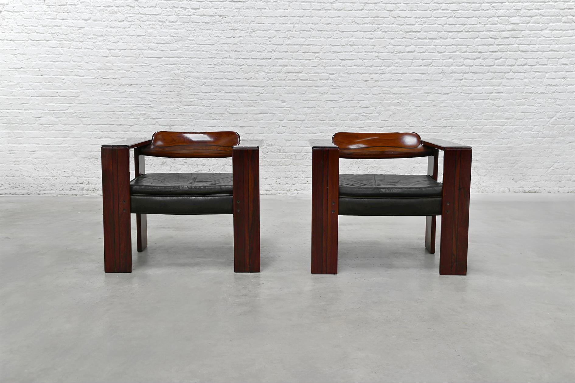 Mid-Century Modern Tobia & Afra Scarpa Pair of Artona Lounge Chairs for Maxalto, Italy, 1970s For Sale
