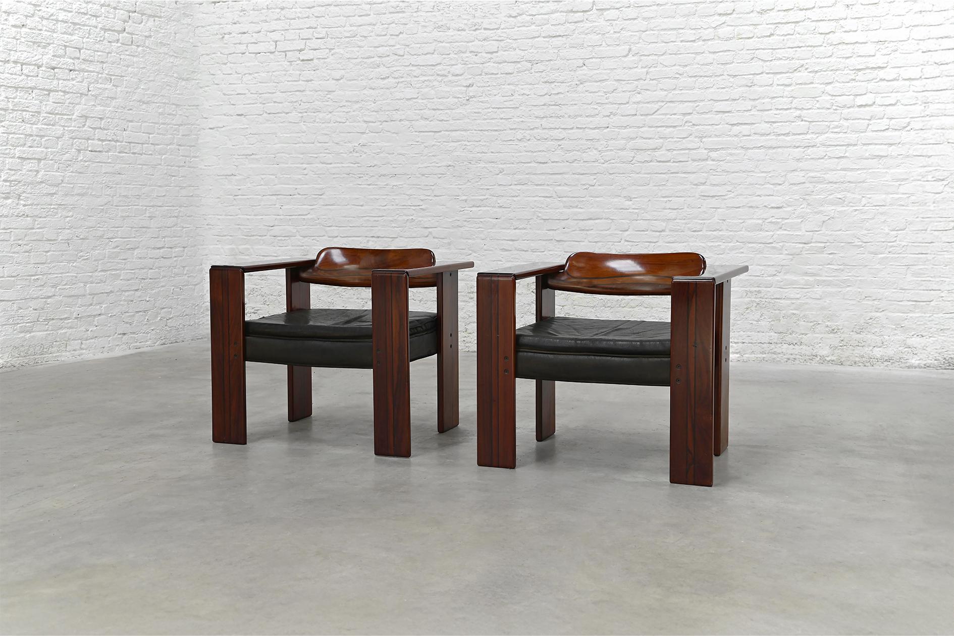 Italian Tobia & Afra Scarpa Pair of Artona Lounge Chairs for Maxalto, Italy, 1970s For Sale