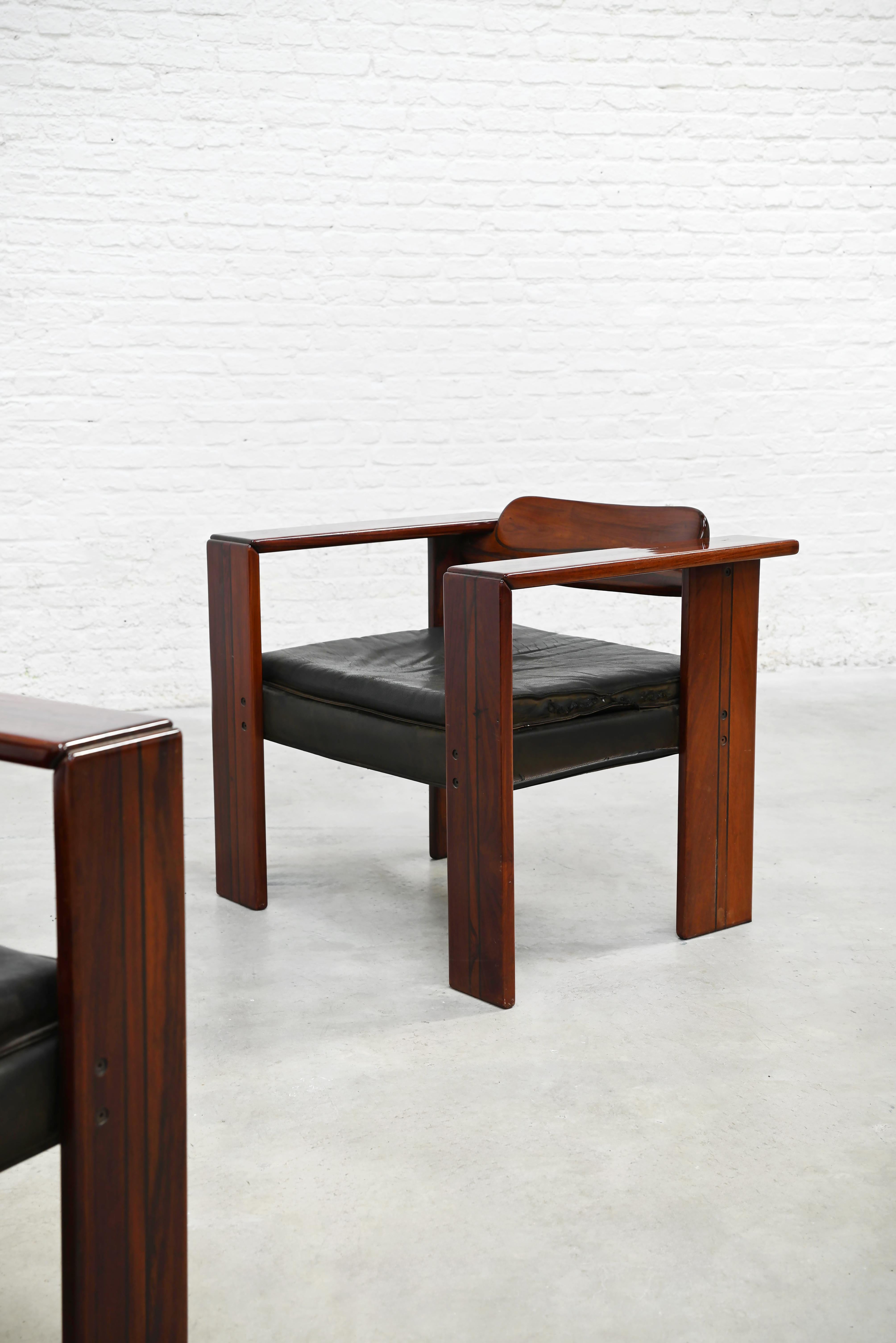 Leather Tobia & Afra Scarpa Pair of Artona Lounge Chairs for Maxalto, Italy, 1970s For Sale