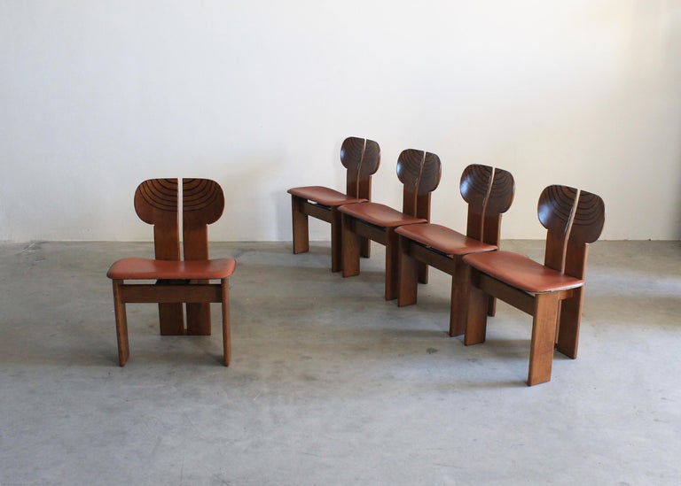 Mid-Century Modern Tobia & Afra Scarpa Set of Five Africa Chairs by Maxalto Artona 1970s Italy For Sale