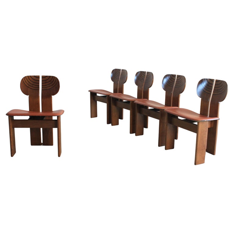 Tobia & Afra Scarpa Set of Five Africa Chairs by Maxalto Artona 1970s Italy For Sale