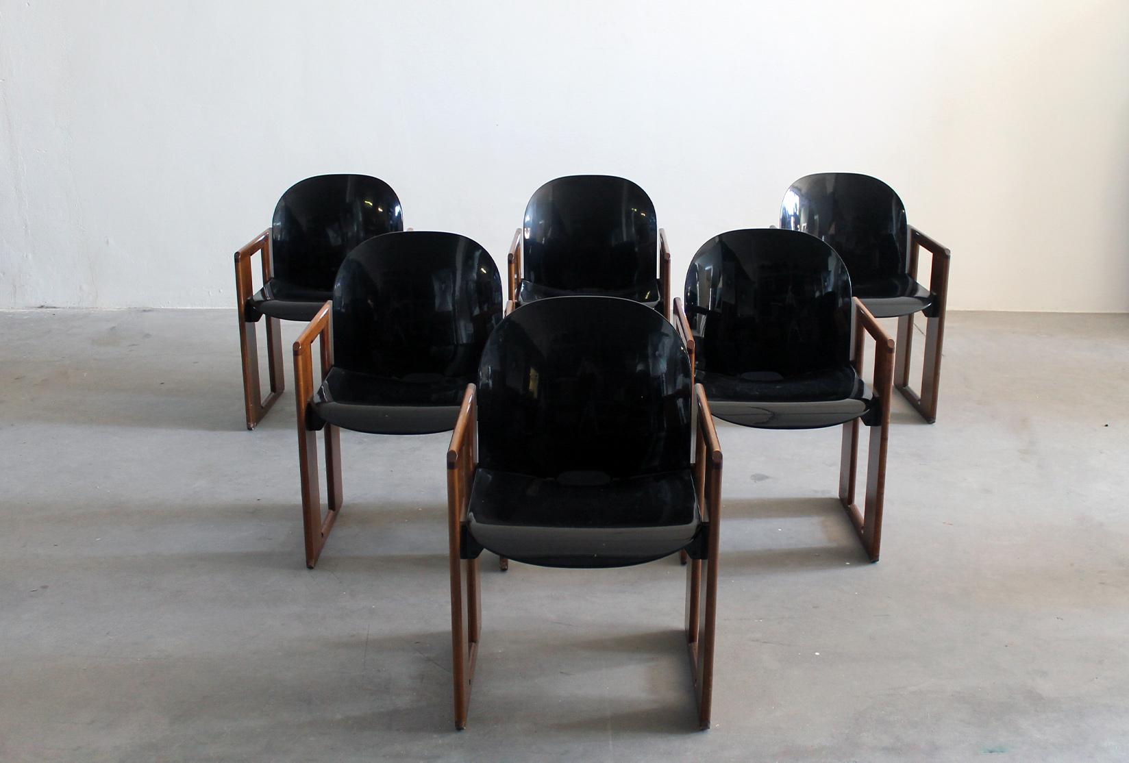 Other Tobia & Afra Scarpa Set of Six Black Dialogo Dining Chairs by B&B 1973  For Sale
