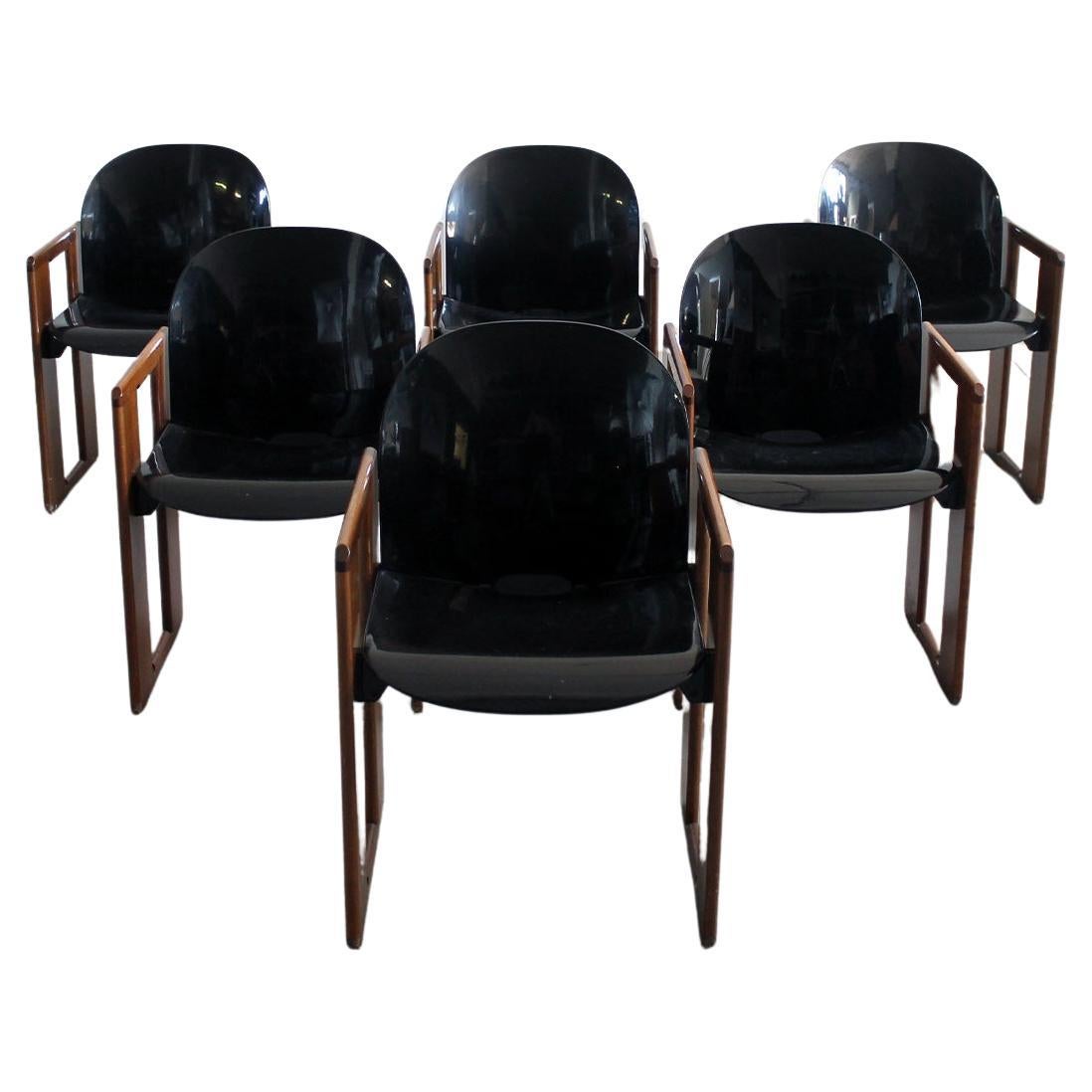 Tobia 
Afra Scarpa Set of Six Black Dialogo Dining Chairs by B&B 1973