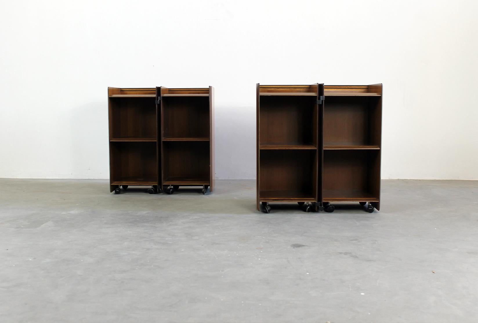 Other Tobia & Afra Scarpa Set of Two Nightstands in Walnut by Maxalto 1970s Italy For Sale