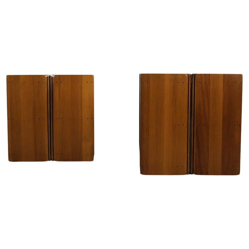 Tobia & Afra Scarpa Set of Two Nightstands in Walnut by Maxalto 1970s Italy