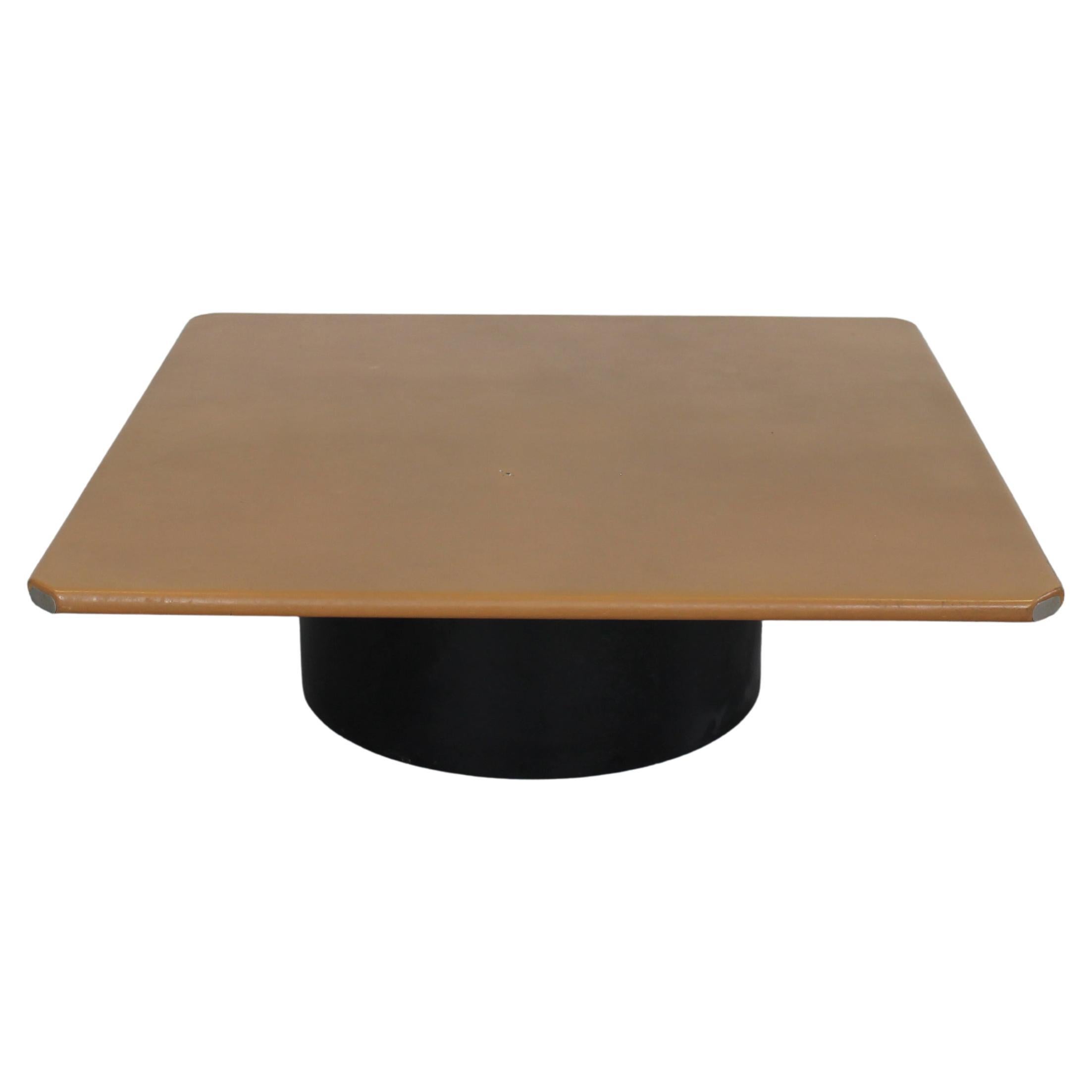 Tobia & Afra Scarpa Tobio Low Square Table in Leather by B&B Italia 1970s