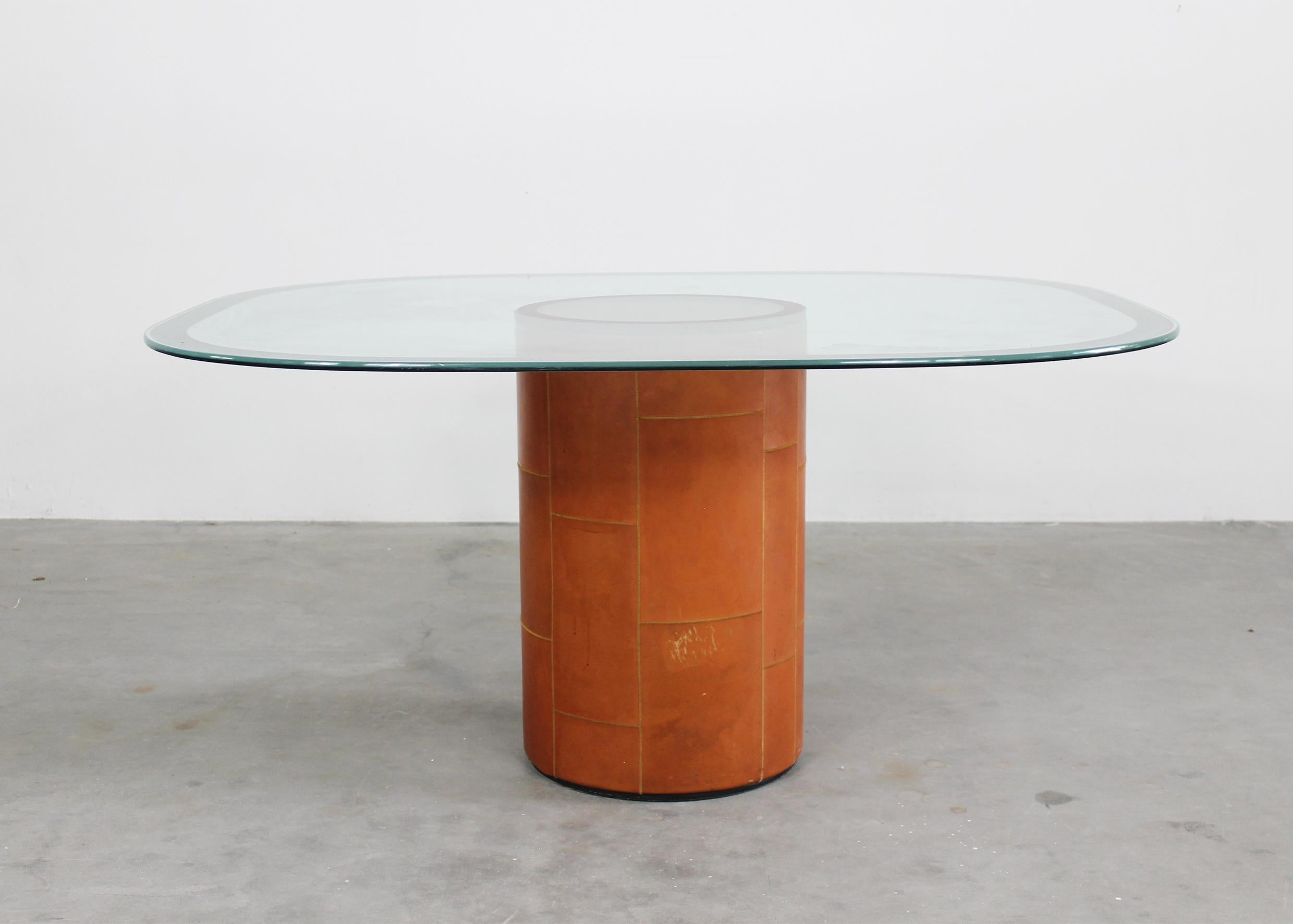 Italian Tobia & Afra Scarpa Tobio Table in Leather and Crystal by B&B Italy 1970s For Sale