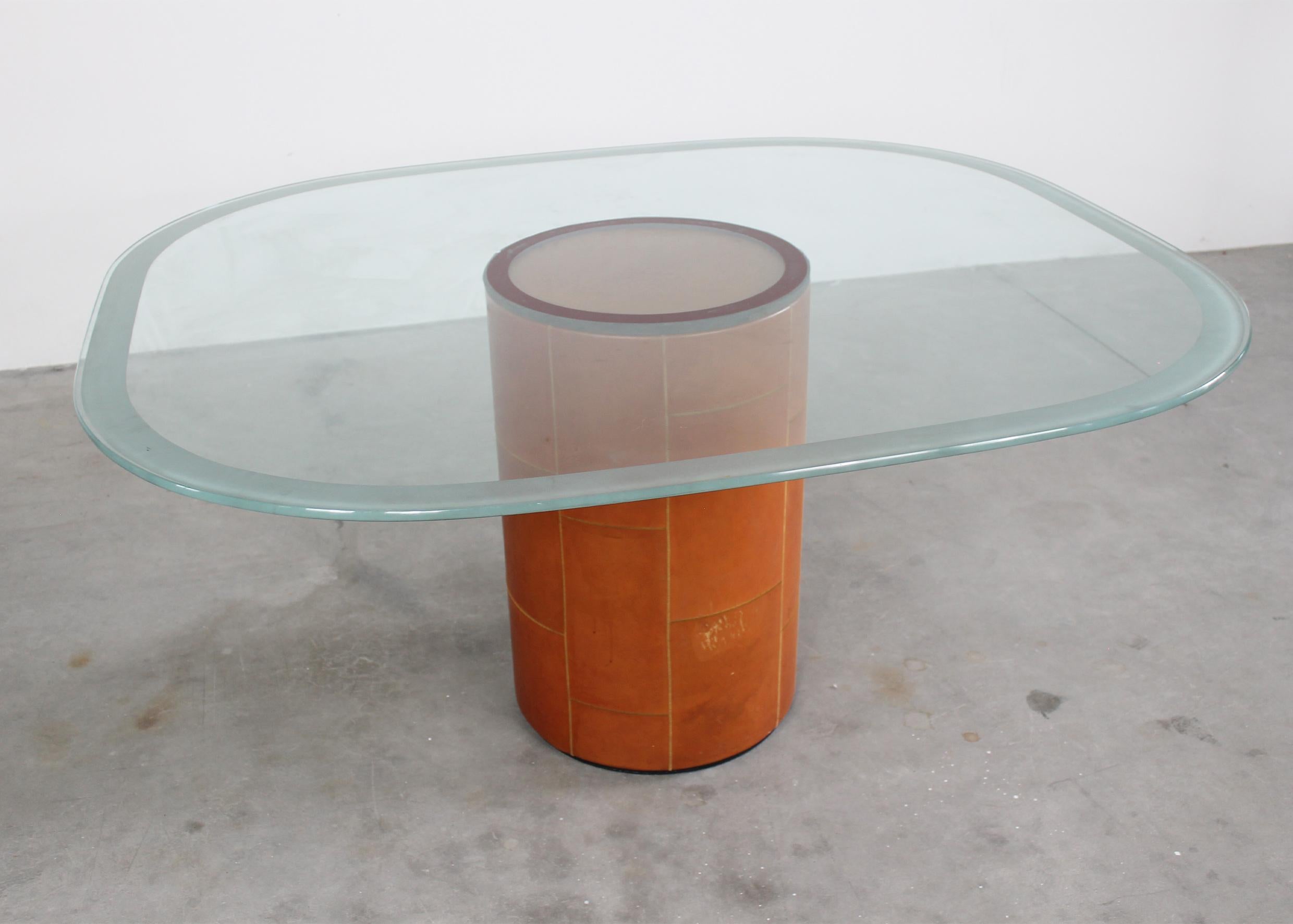 Other Tobia & Afra Scarpa Tobio Table in Leather and Crystal by B&B Italy 1970s For Sale