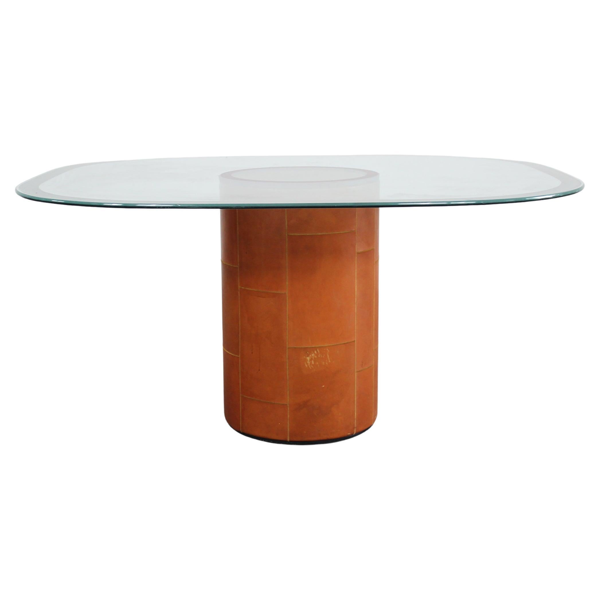 Tobia & Afra Scarpa Tobio Table in Leather and Crystal by B&B Italy 1970s For Sale