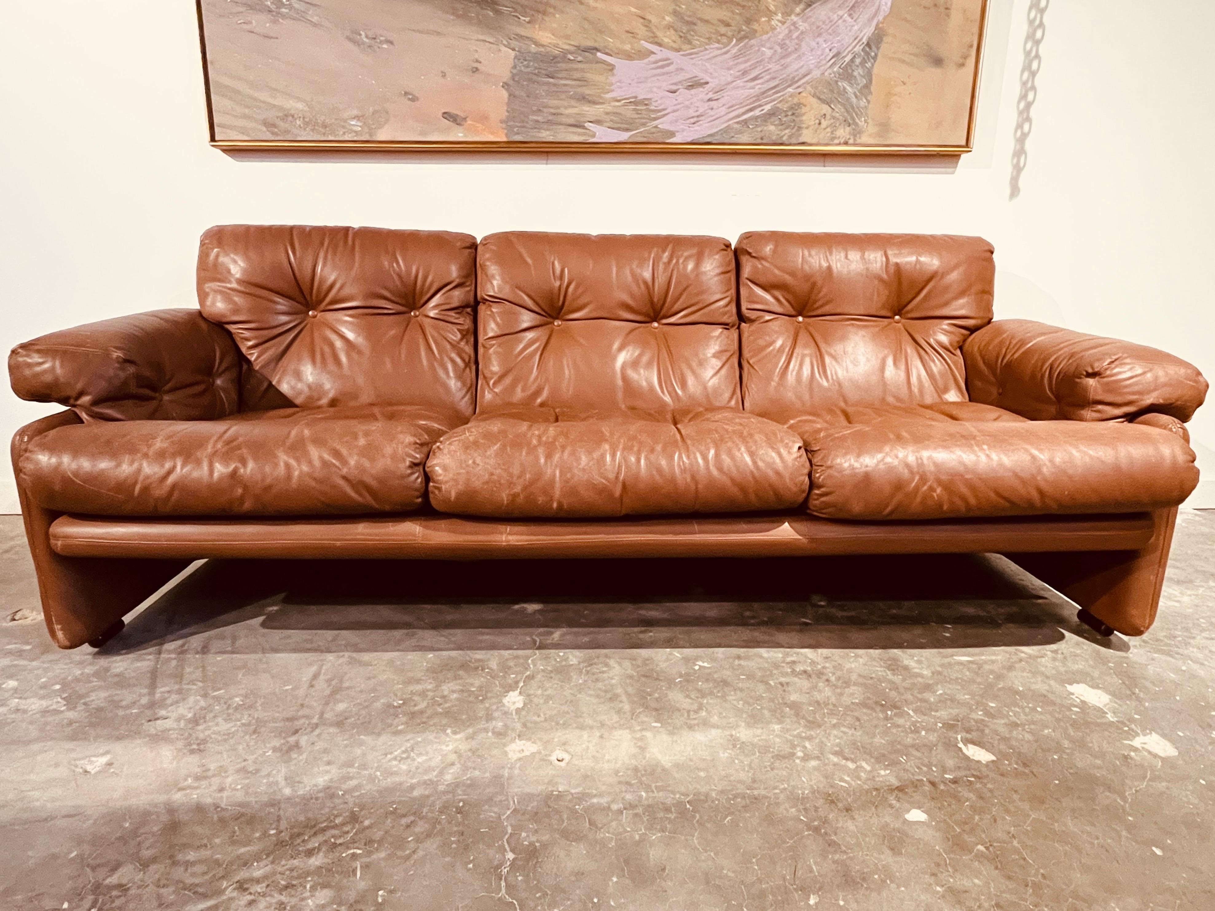 vintage pink leather couch
