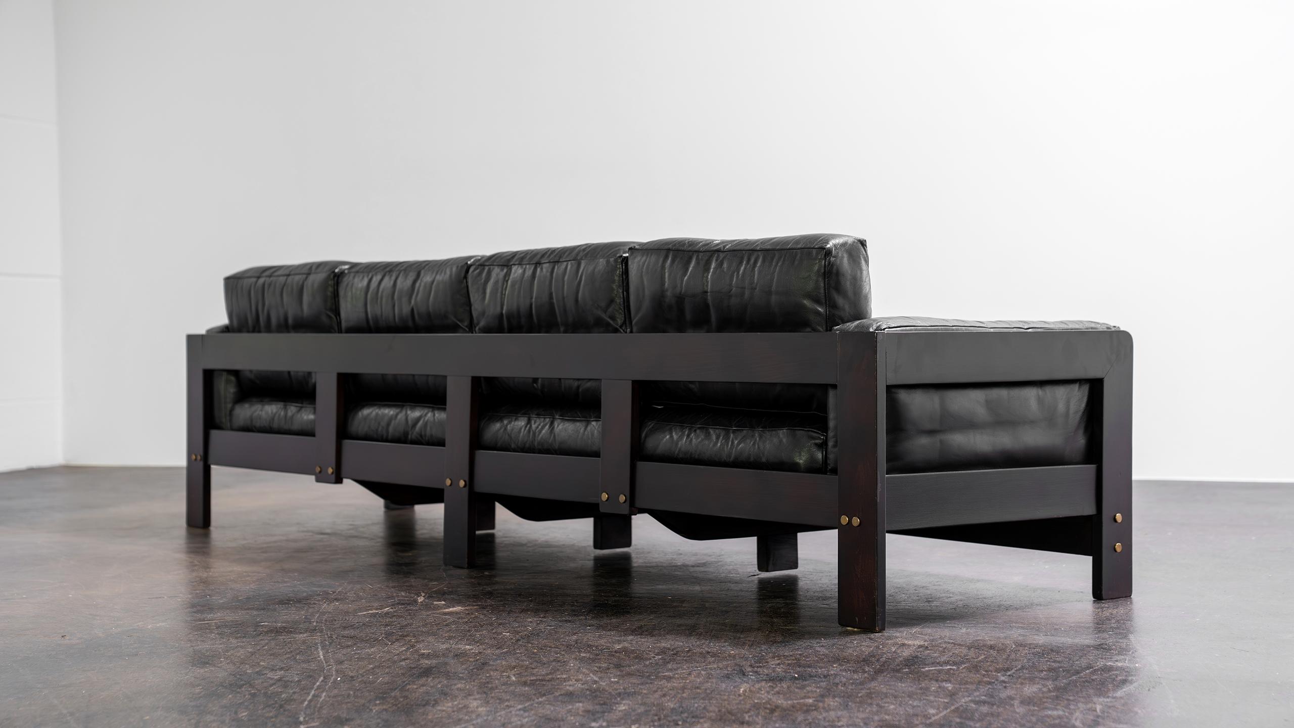 Tobia Scarpa - 4 seater Bastiano Sofa, 1969 for Knoll International in Leather  4