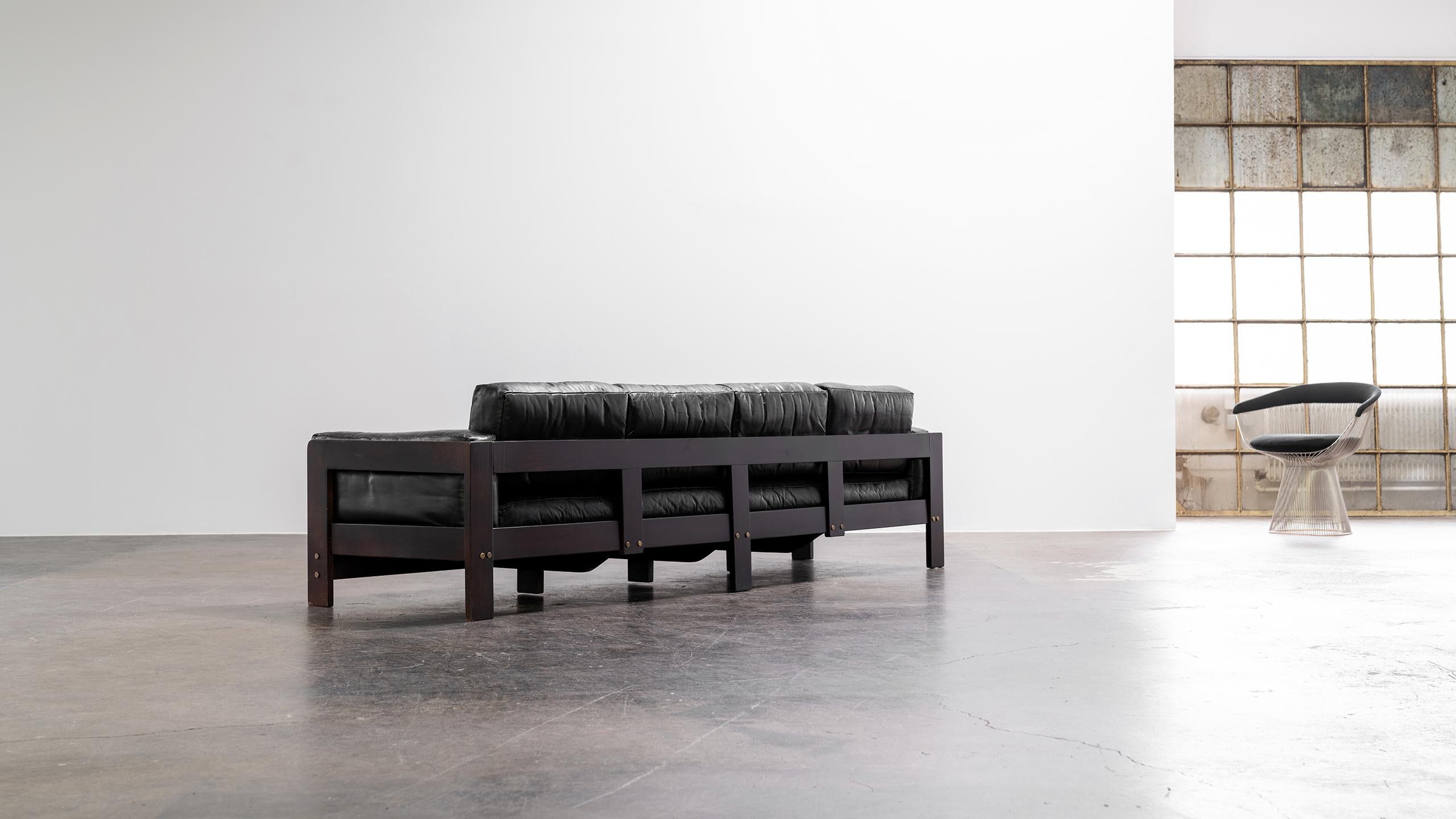 Tobia Scarpa - 4 seater Bastiano Sofa, 1969 for Knoll International in Leather  1