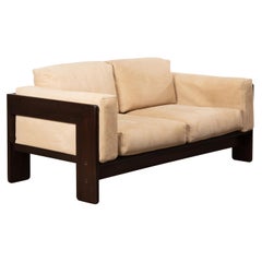 Tobia Scarpa Bastiano 2-Seater Sofa in Walnut and Beige Suede Leather for Knoll