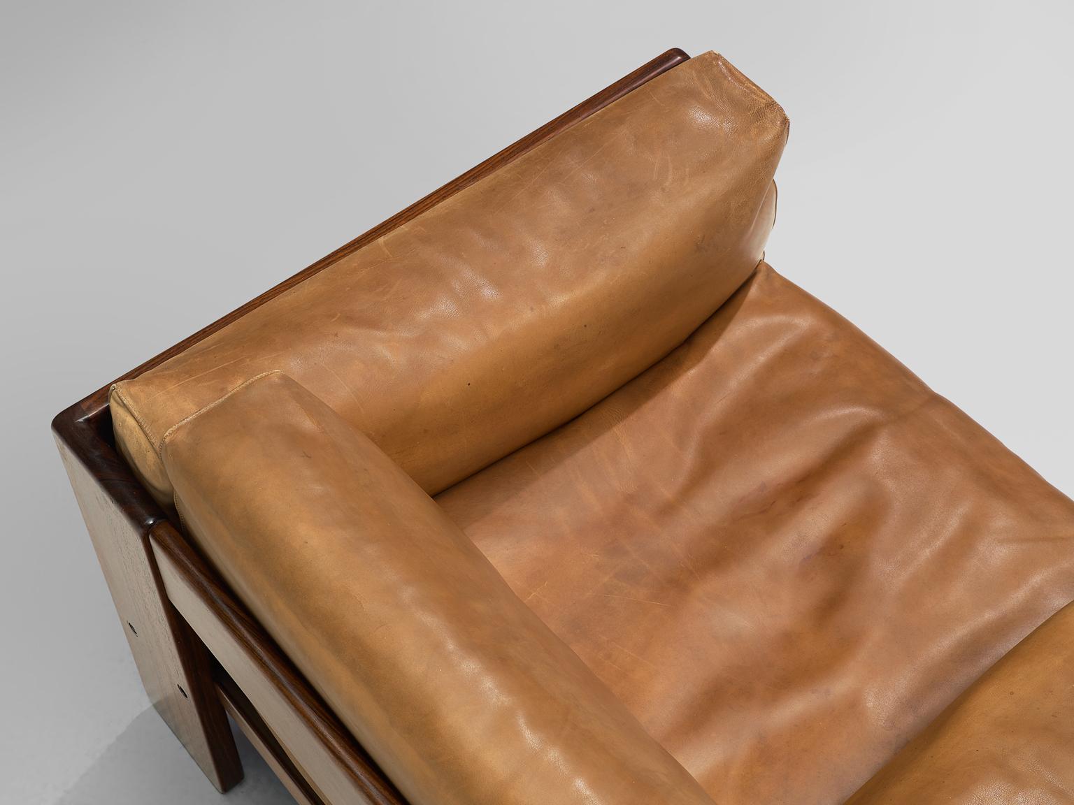 Late 20th Century Tobia Scarpa 'Bastiano' Club Chair in Rosewood and Cognac Leather