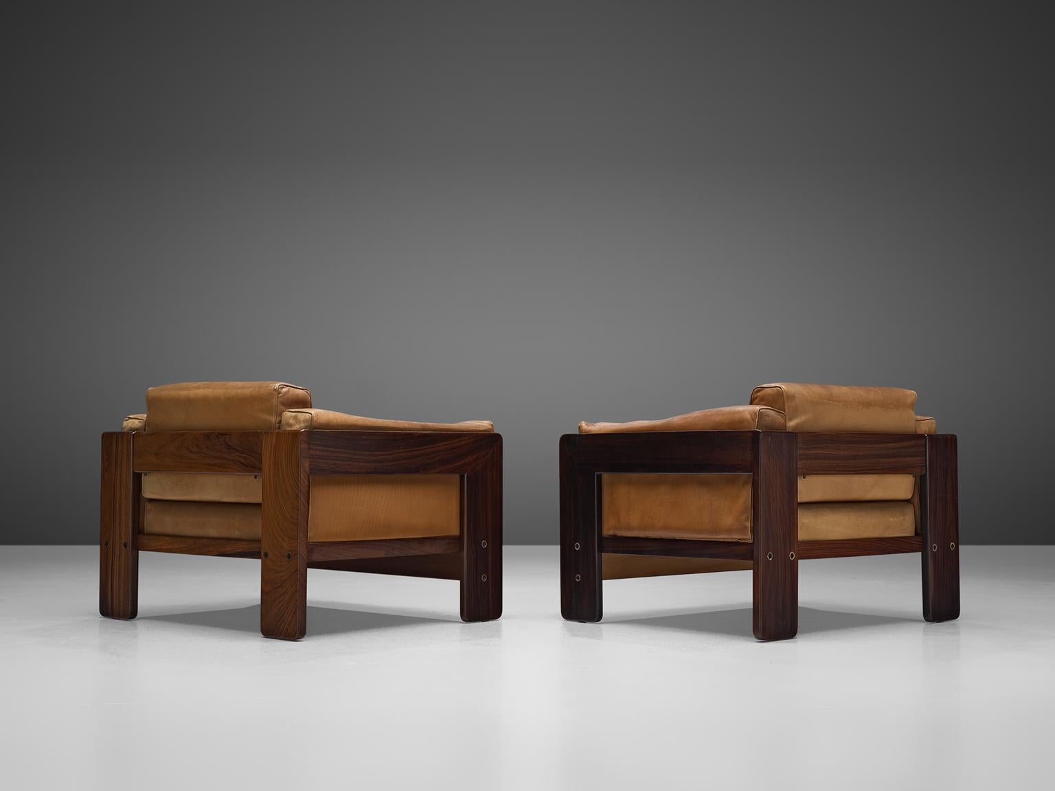 Late 20th Century Tobia Scarpa 'Bastiano' Living Room Set in Rosewood and Cognac Leather