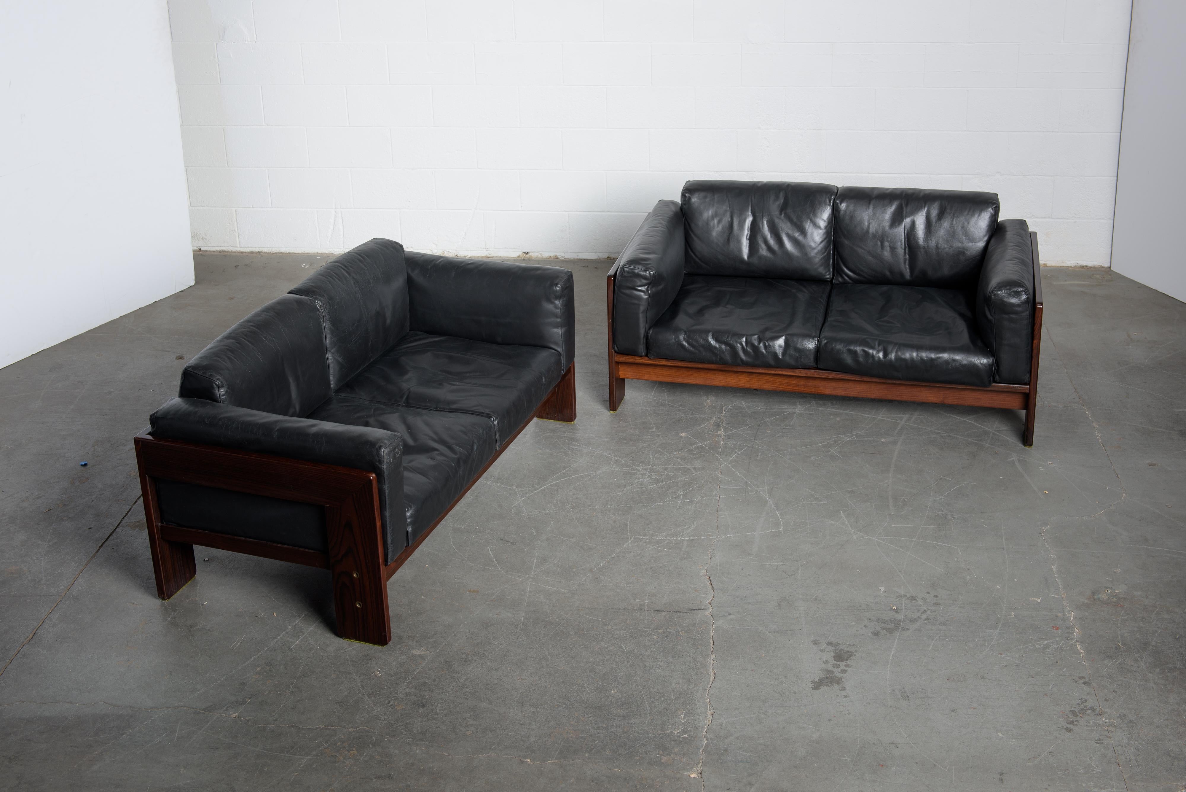 Tobia Scarpa 'Bastiano' Rosewood Loveseats for Gavina, Italy 1960s, Signed 10