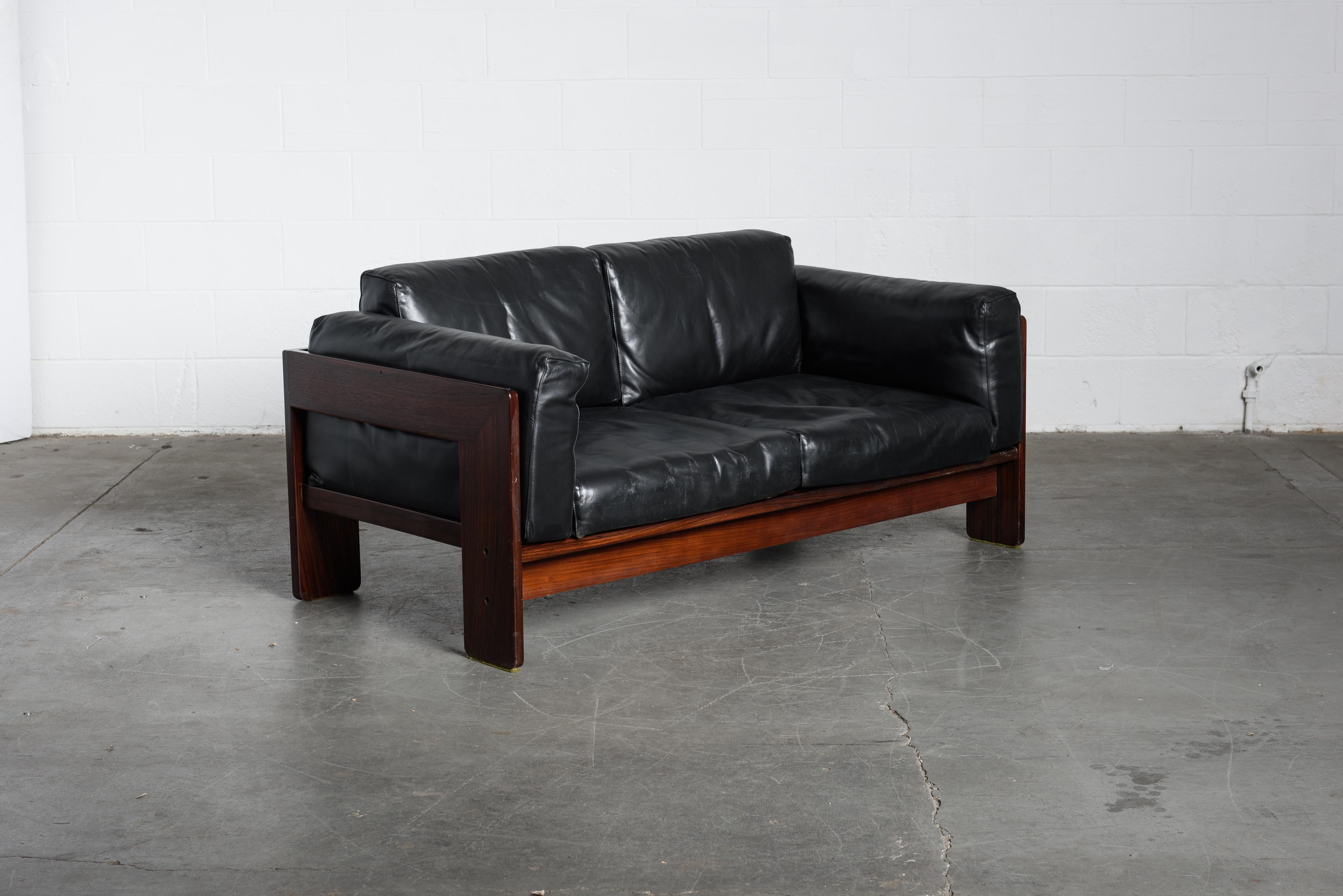 Tobia Scarpa 'Bastiano' Rosewood Loveseats for Gavina, Italy 1960s, Signed 1