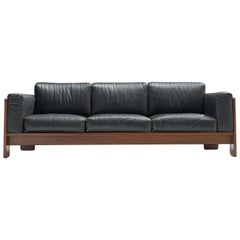 Tobia Scarpa 'Bastiano' Sofa in Walnut and Black Leather