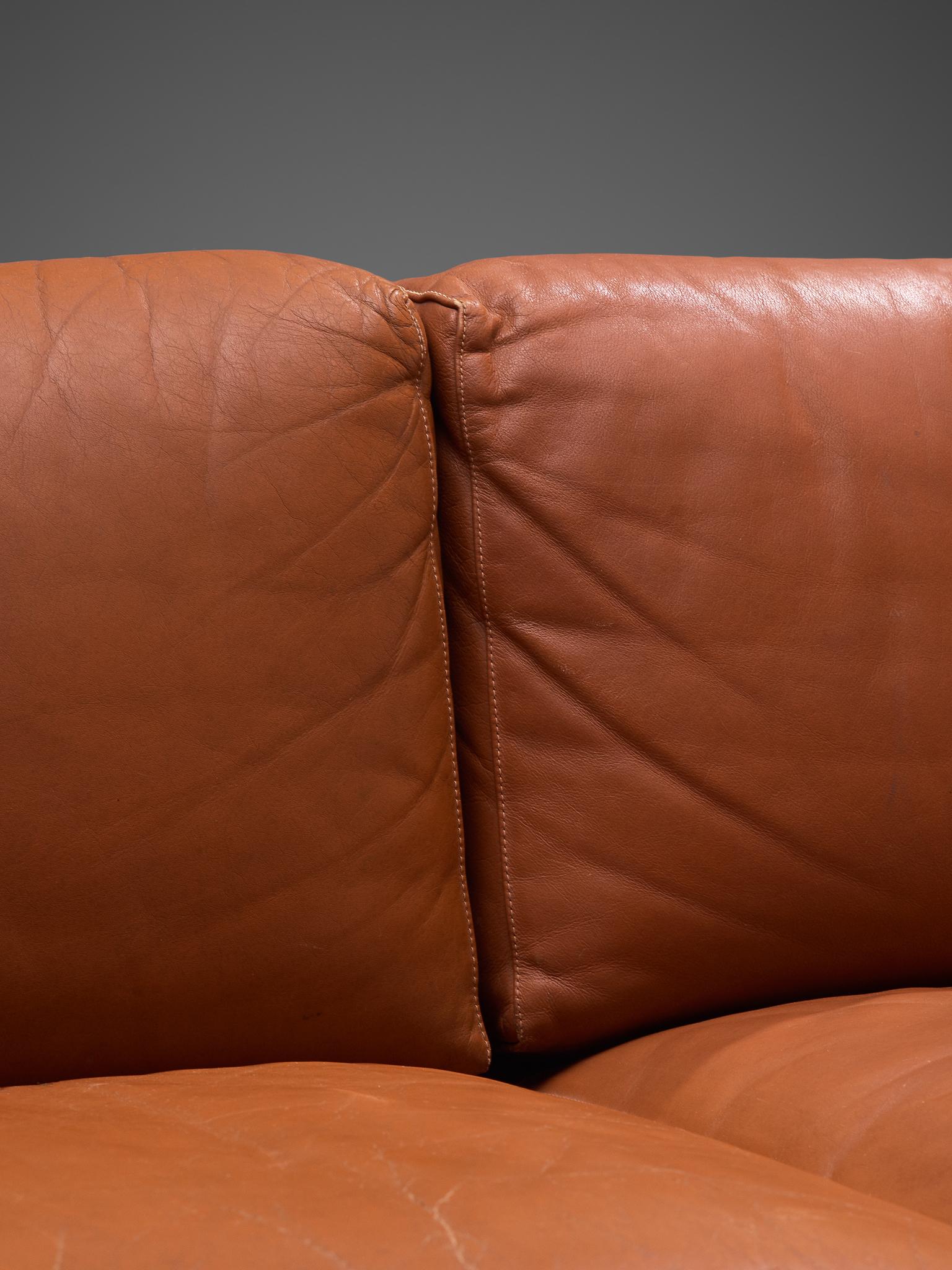 Late 20th Century Tobia Scarpa 'Bastiano' Two-Seat Sofa with Cognac Leather