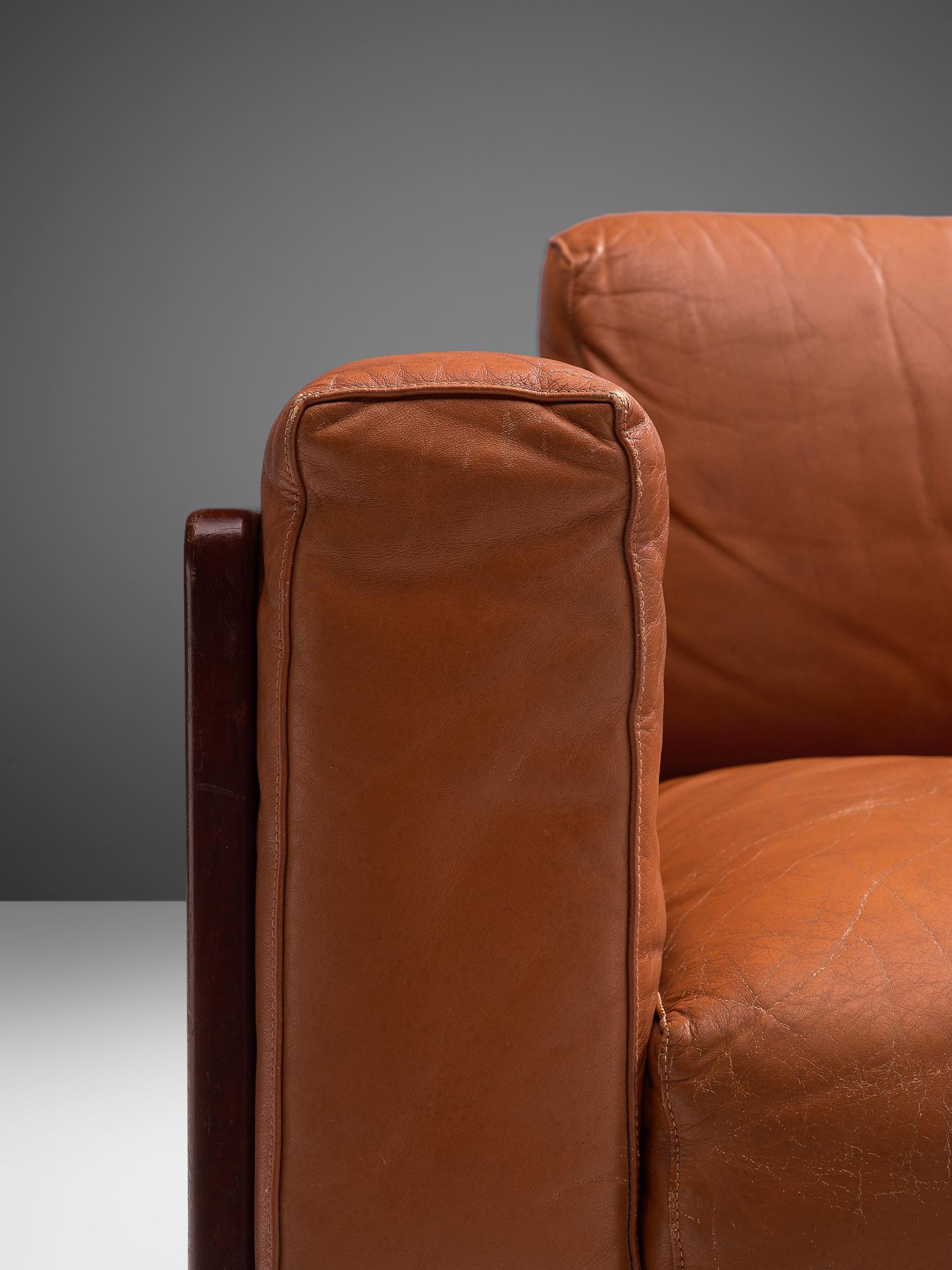 Tobia Scarpa 'Bastiano' Two-Seat Sofa with Cognac Leather 1