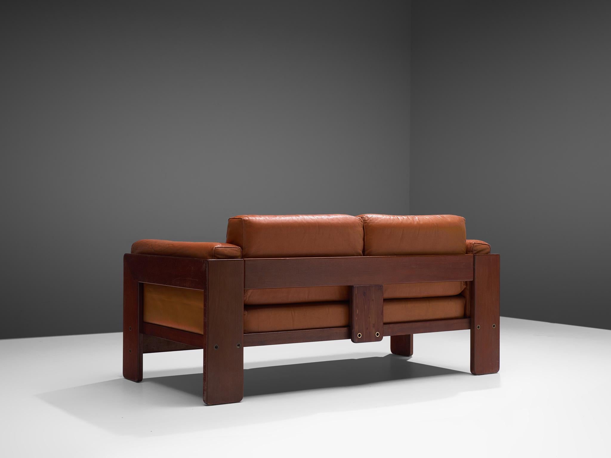 Tobia Scarpa 'Bastiano' Two-Seat Sofa with Cognac Leather 2