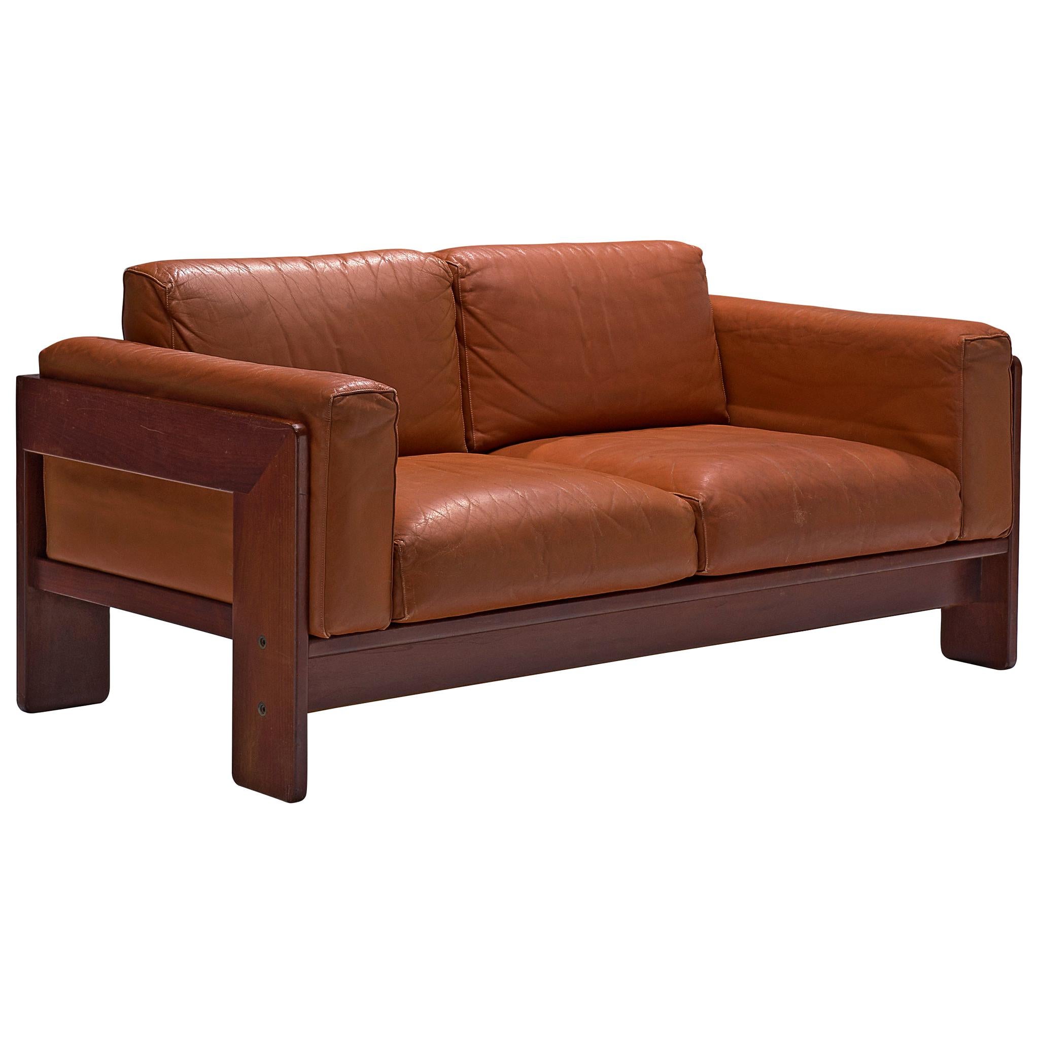 Tobia Scarpa 'Bastiano' Two-Seat Sofa with Cognac Leather