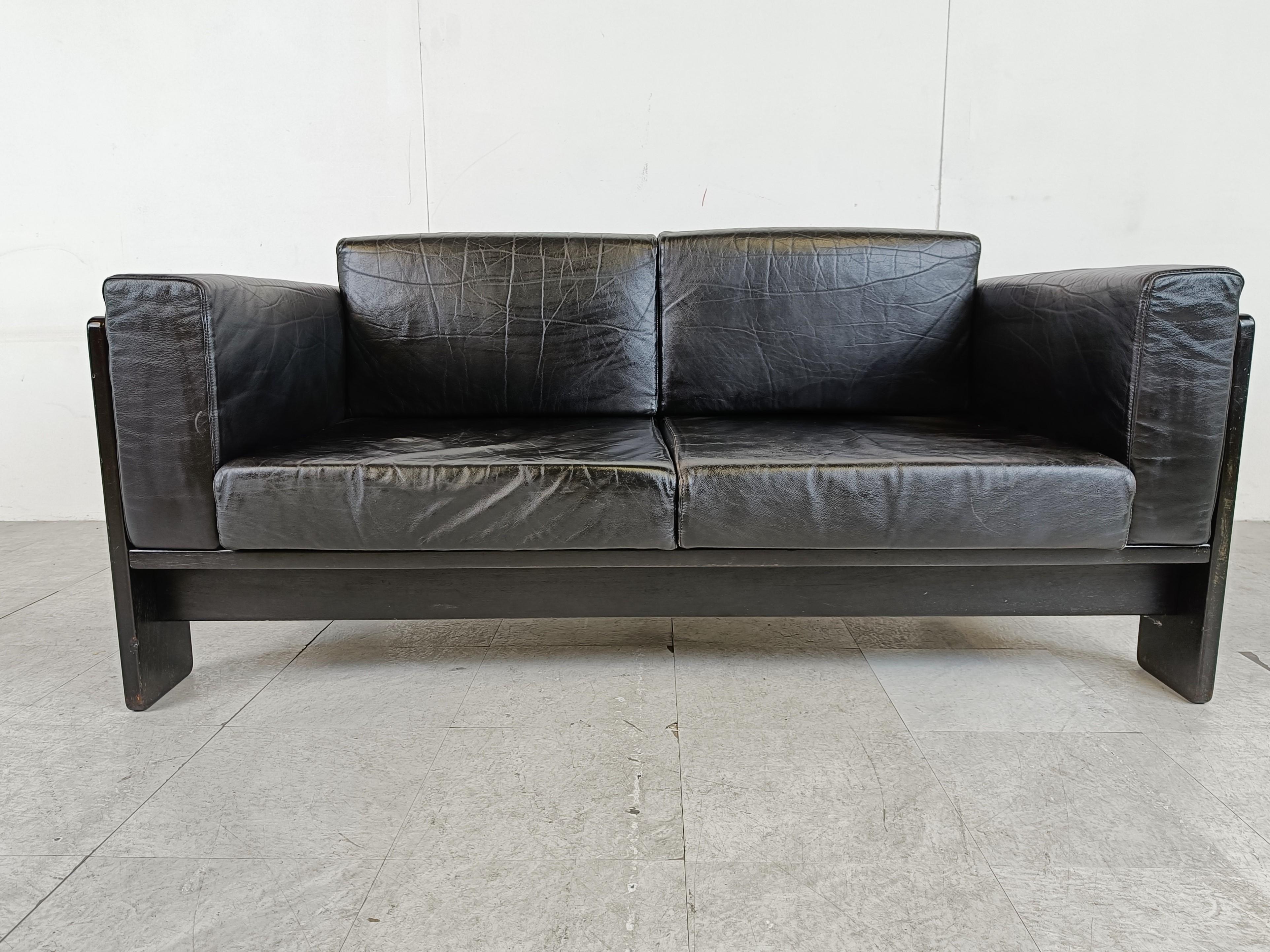 Ebonized Tobia Scarpa 'Bastiano' two seater sofa by Knoll, 1970s For Sale