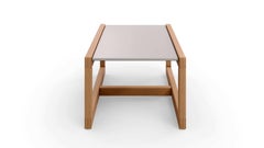 Tobia Scarpa Carlotta Outdoor Coffee Table, Teak & Porcelain, Italy