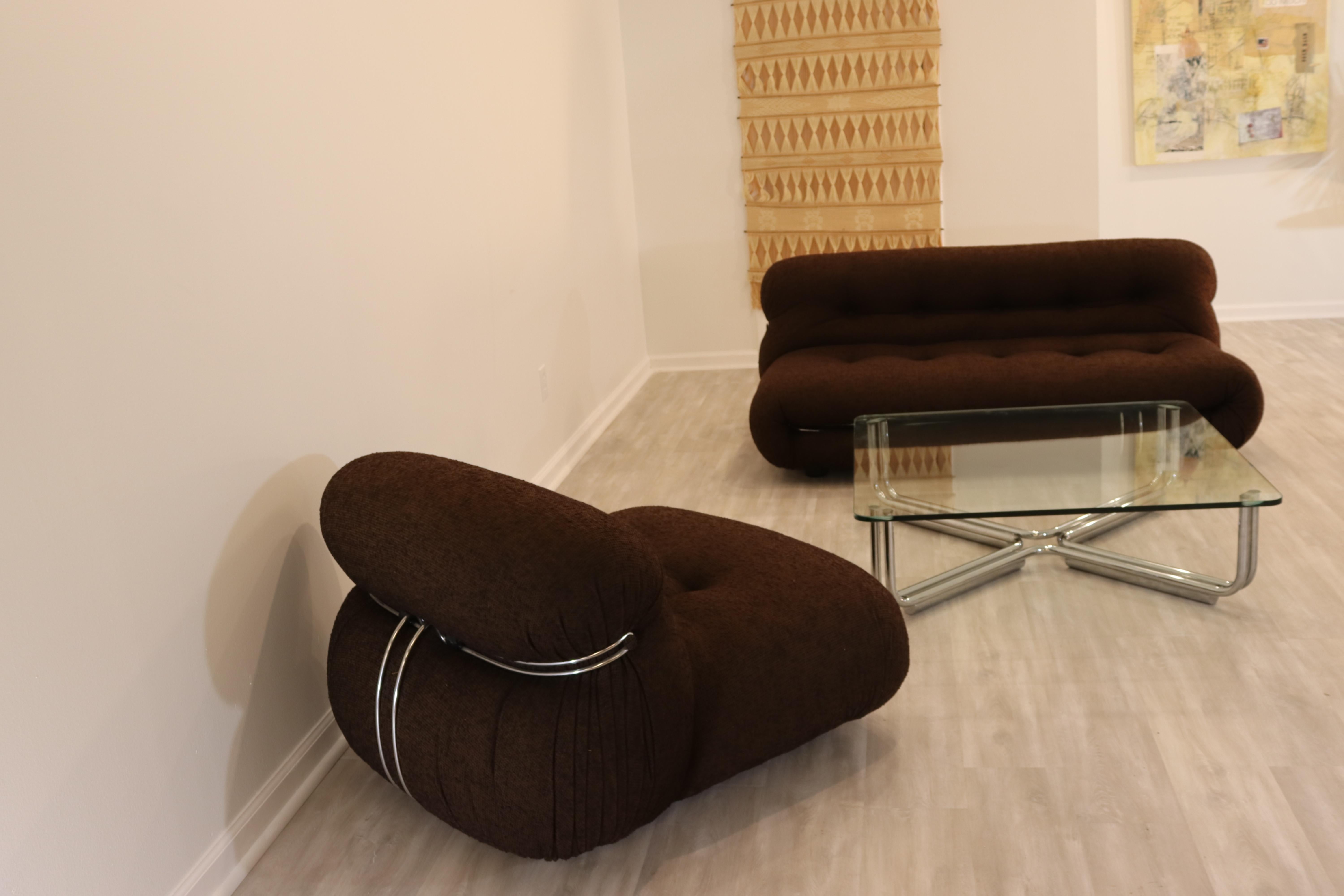 Tobia Scarpa Cassina Soriana Boucle Sofa & Chair Set Mid Century Modern 1