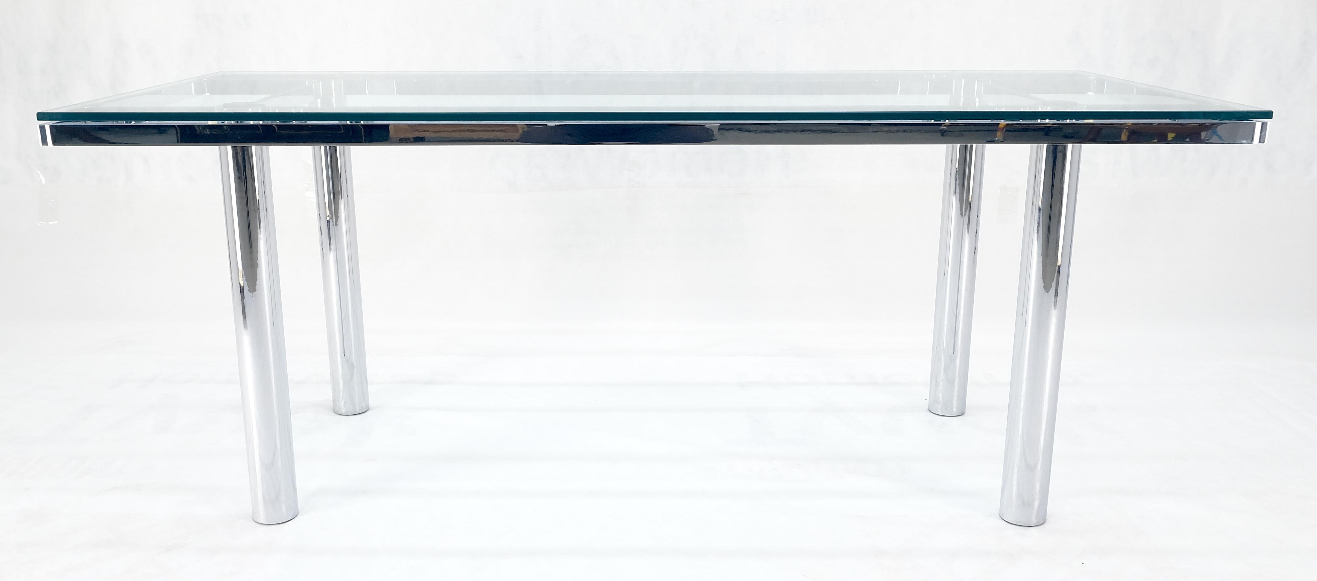 Verre Tobia Scarpa Chrome Base Rectangle Glass Top 4 Cylinder legs Table de salle à manger Mint ! en vente