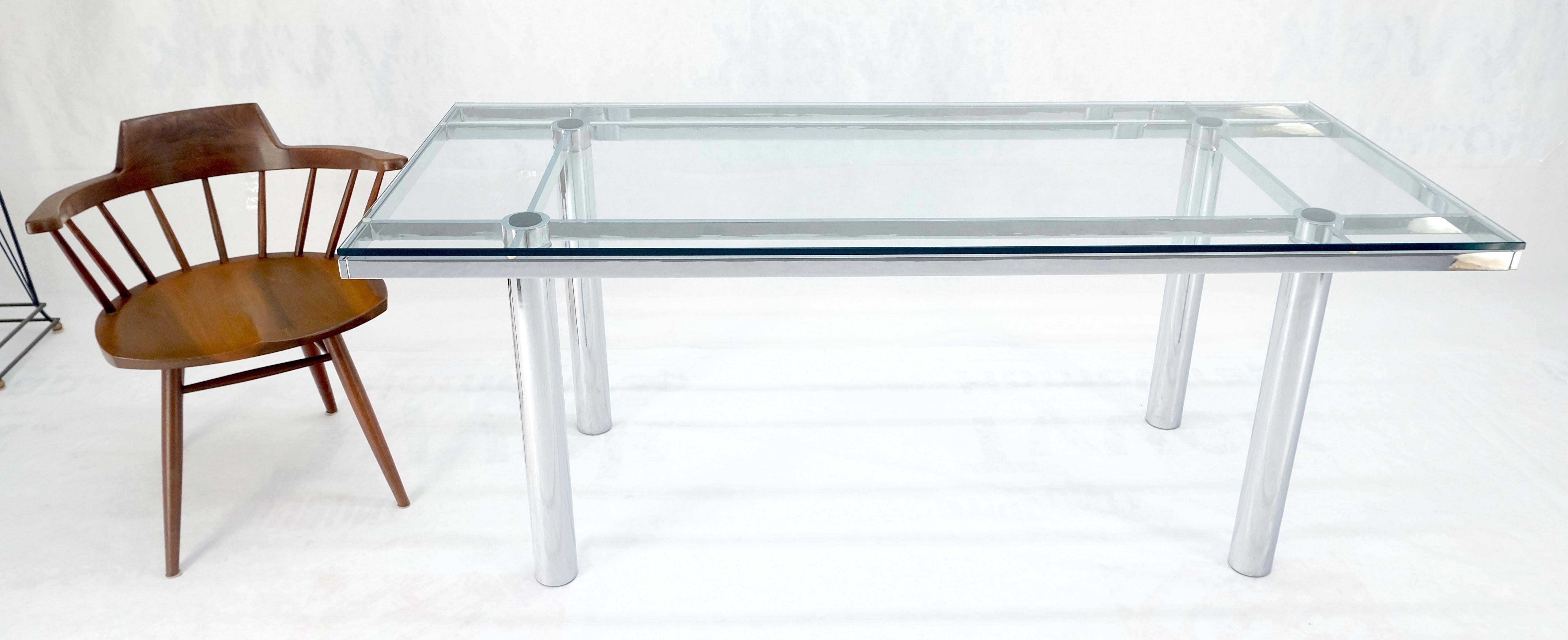 Tobia Scarpa Chrome Base Rectangle Glass Top 4 Cylinder legs Table de salle à manger Mint ! en vente 1