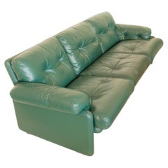 Tobia Scarpa "Coronado" Forest Green Leather Sofa for B&B, Italy, 1970 Ca