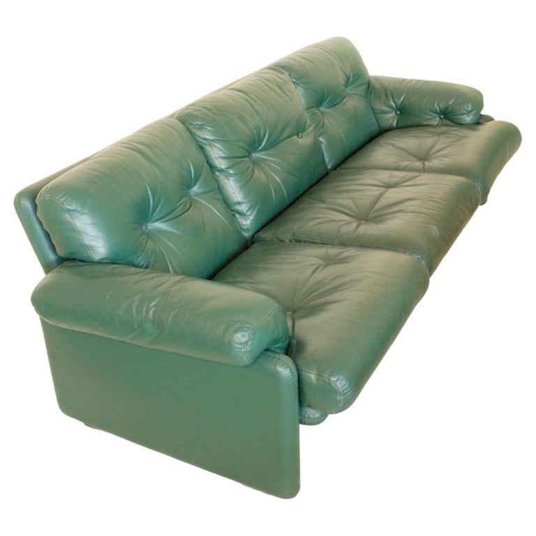 Forest Green Leather Sofa Baci Living Room
