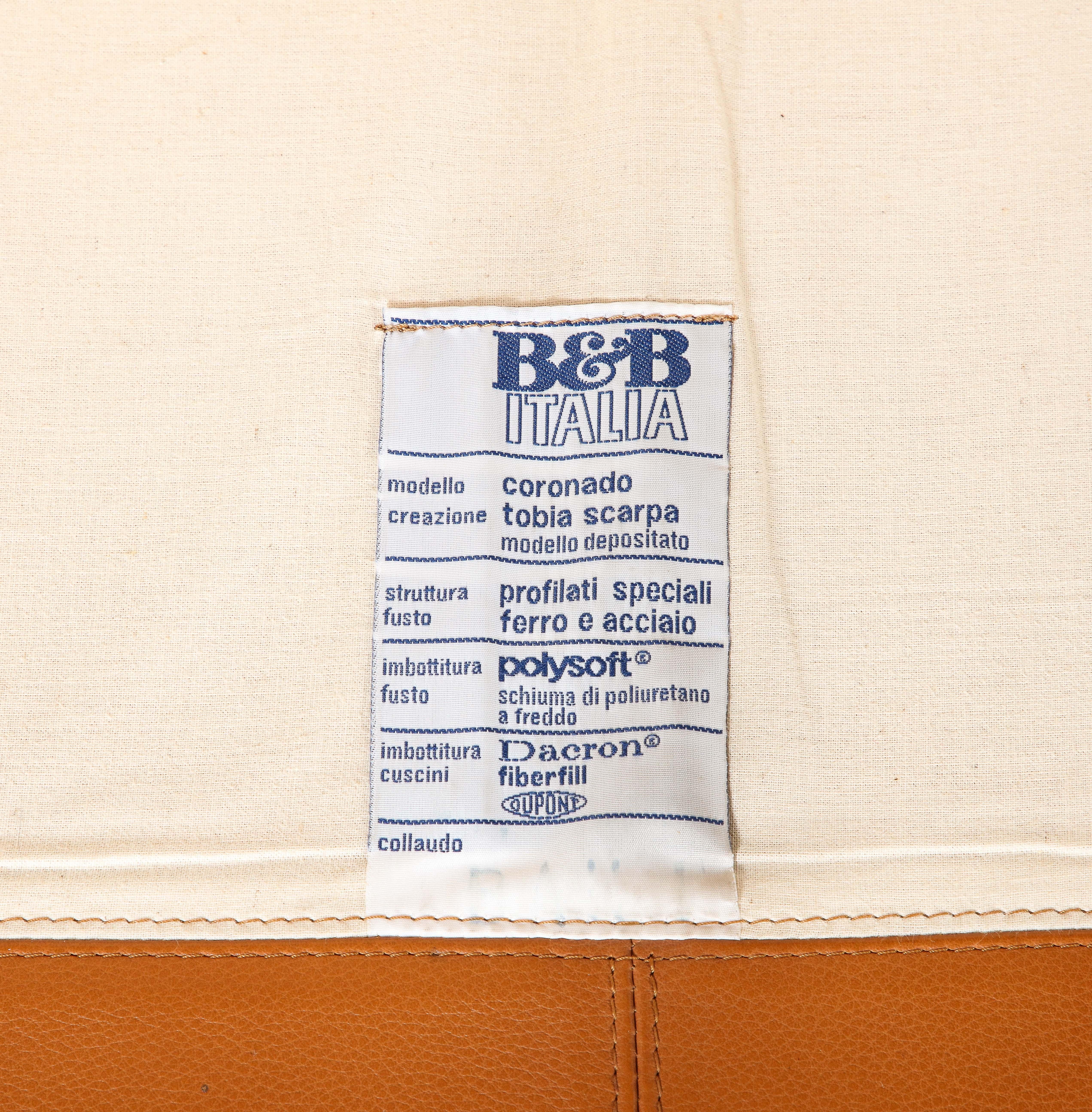 Tobia Scarpa Coronado Leather Sofa for B&B Italia, 1975 For Sale 5
