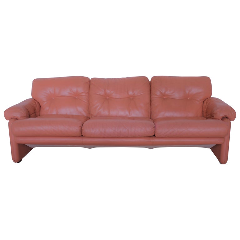 Pink Leather Sofas - 15 For Sale on 1stDibs | pink leather couch, vintage pink  leather couch, pink leather sofa set
