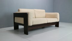 Tobia Scarpa Sofá de 2 plazas "Bastiano" de tejido de lana color crema para Knoll, años 60, Italia